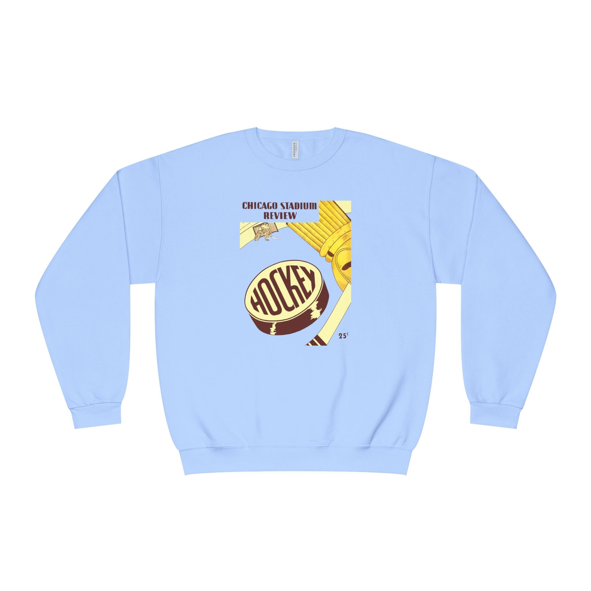 1947-1948 Vintage Chicago Black Hawks Hockey Program Cover  -  NuBlend® Crewneck Sweatshirt