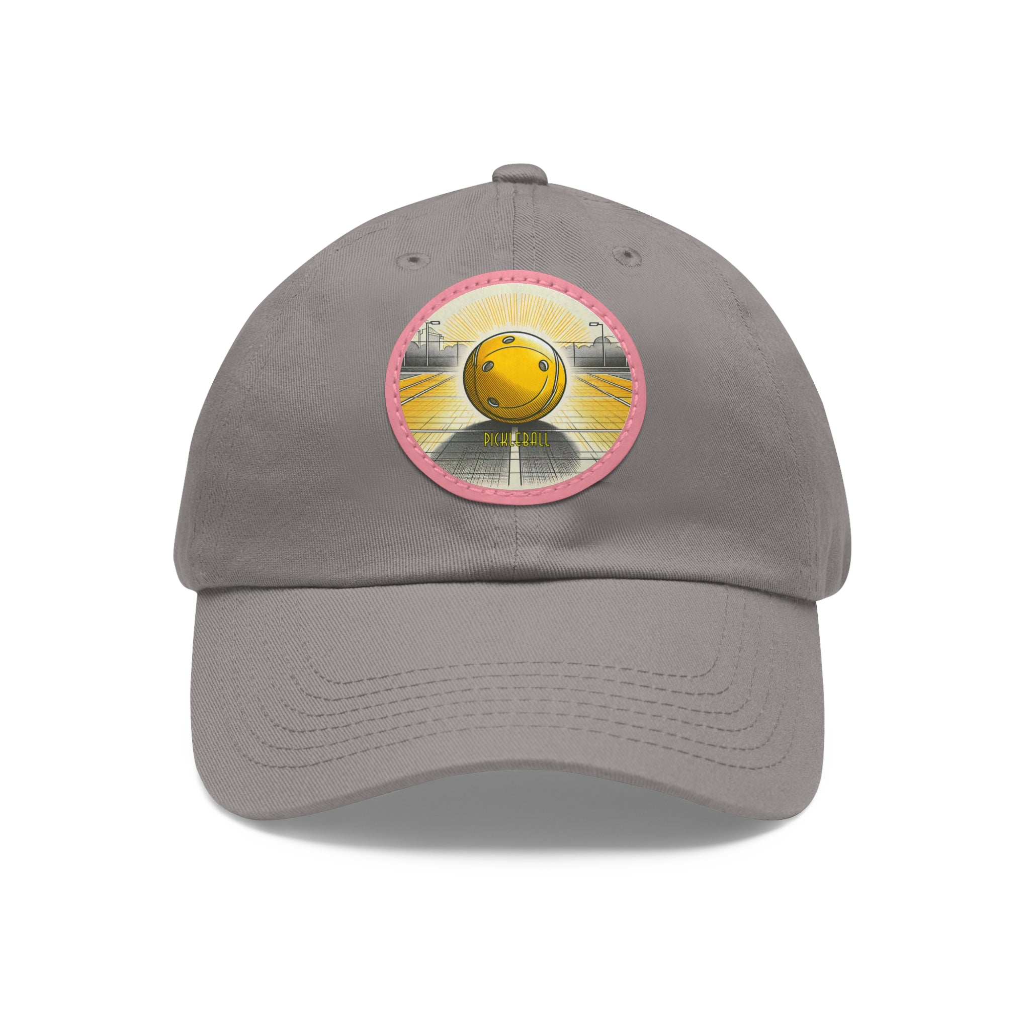 Pickleball - Dad Hat with Leather Patch (Round)