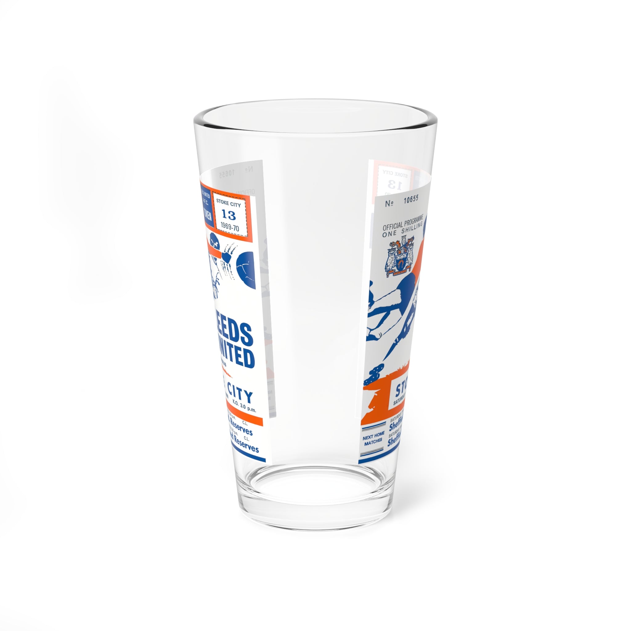 Mixing Glass, 16oz - 1969 Retro English Football Stoke City Leeds United Fan Gift, Soccer Barware, Sports Memorabilia, Beer Glass, Gift for