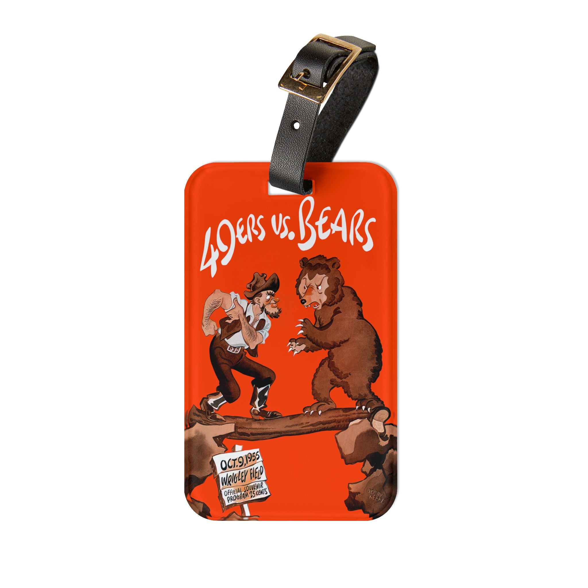Vintage Sports Luggage Tag - 1955 49ers vs. Bears Design, Travel Accessory, Gift for Sports Fans, Baggage Identifier, Personalized Tag