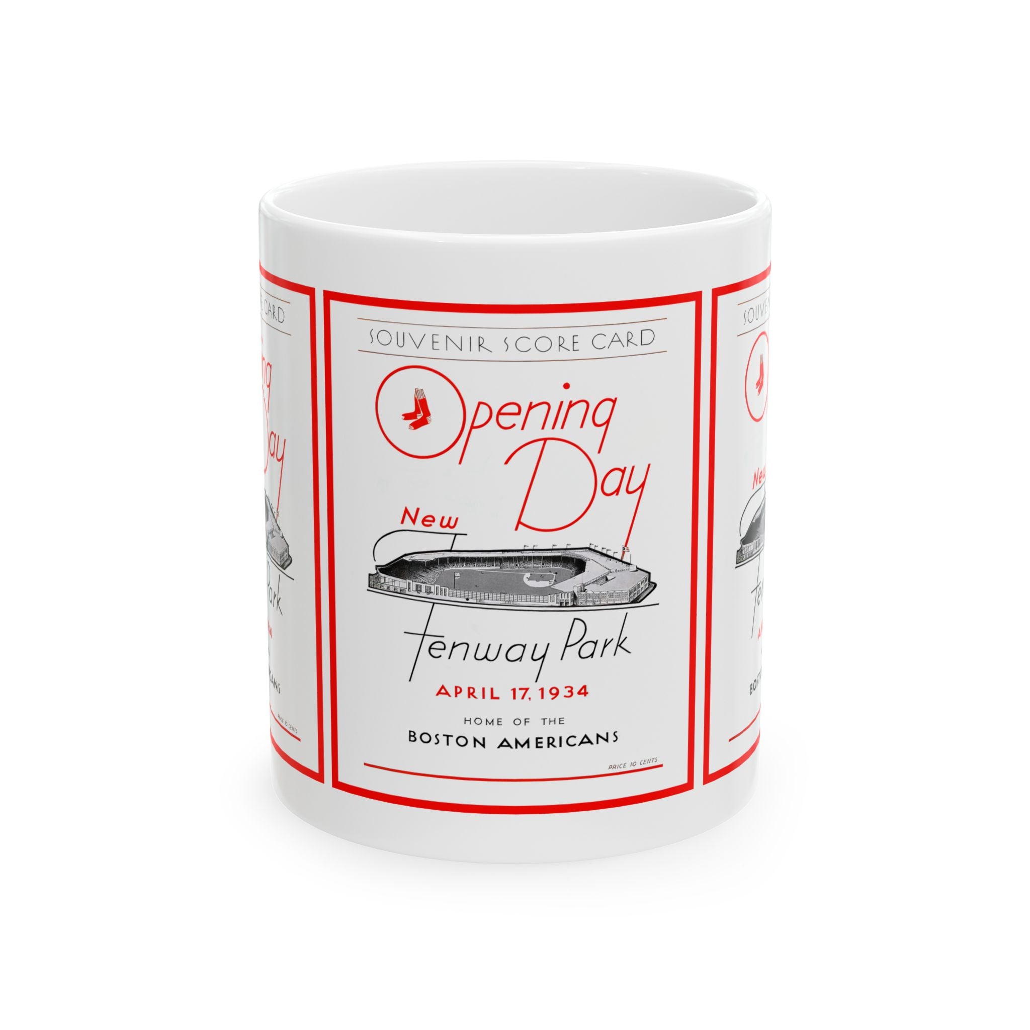 Ceramic Mug, 1934 Baseball Boston Red Sox - Boston Americans Opening Day, 11oz, 15oz. Sports Fan Mug, Baseball Enthusiast Gift, Red Sox