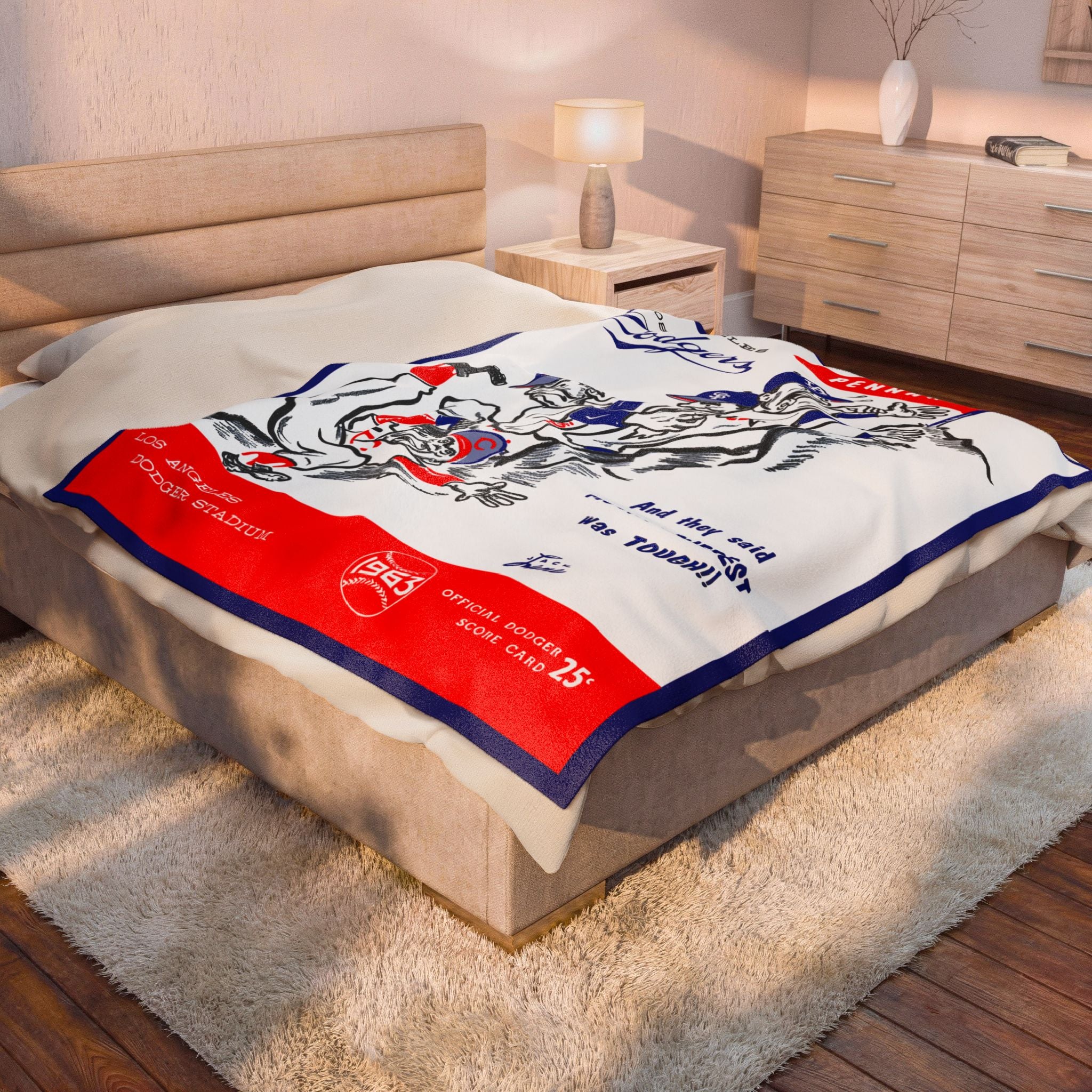 1963 Dodgers Vintage Pennant Velveteen Plush Blanket — "And they said Mount Everest was TOUGH!!"