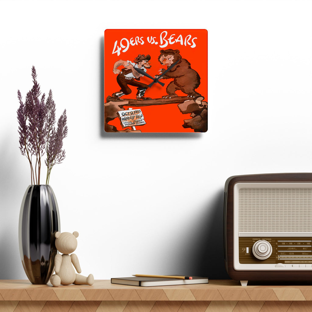 1955 Vintage Chicago Bears - San Francisco 49ers Football Program Cover - Acrylic Wall Clock