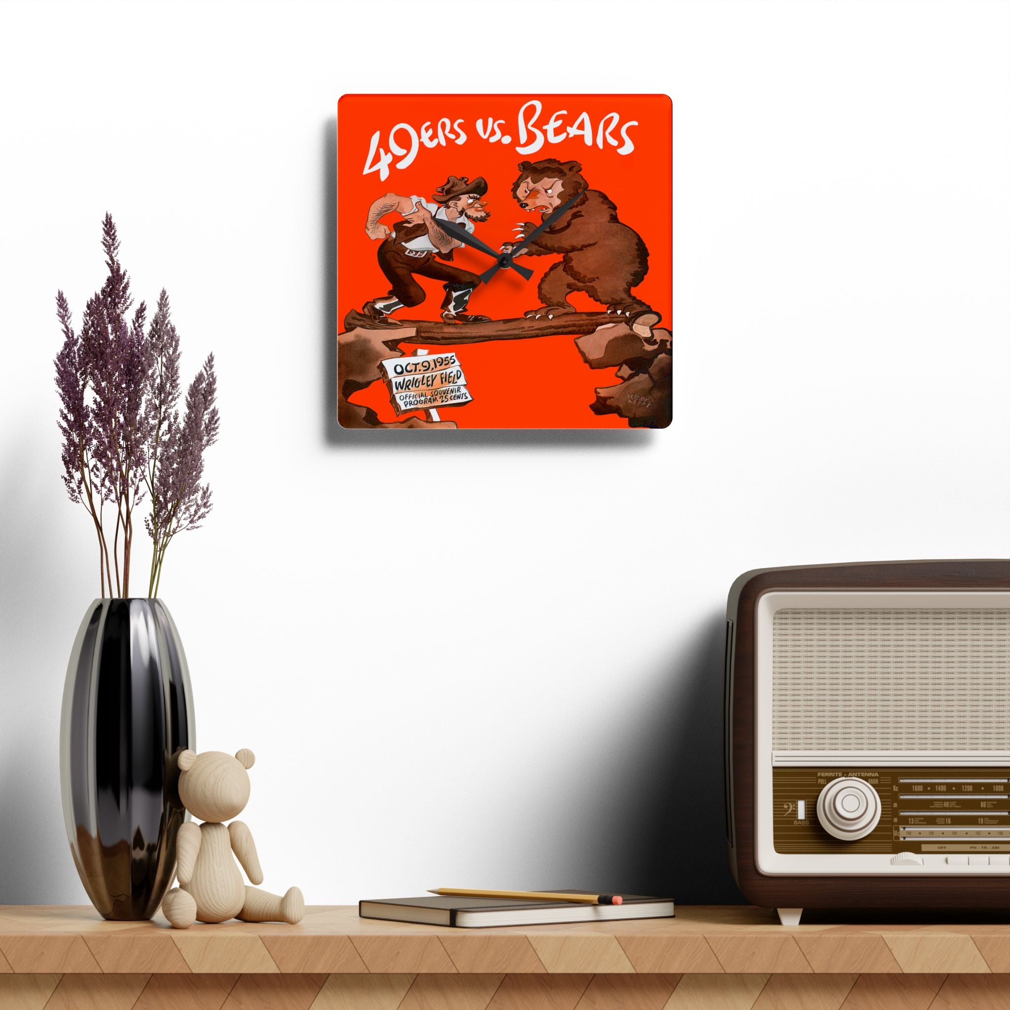 1955 Vintage Chicago Bears - San Francisco 49ers Football Program Cover - Acrylic Wall Clock