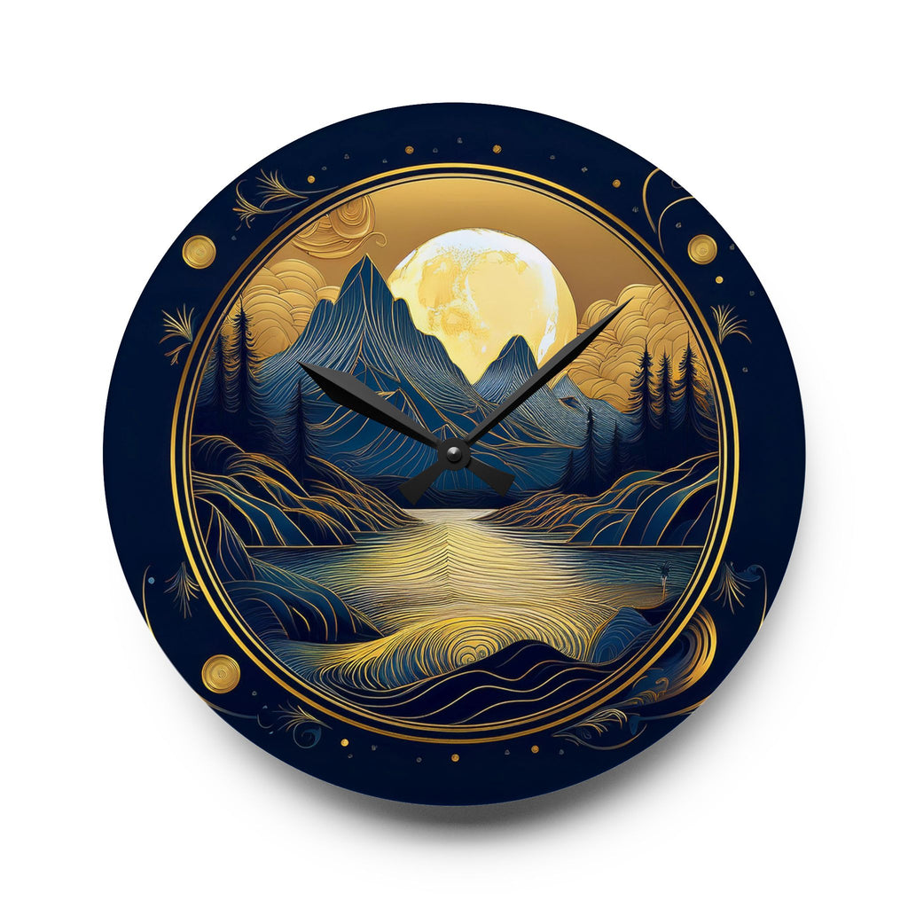 Moonlight Mystic Wall Clock, Celestial Decor, Night Sky, Silver Moon Clock, Gift for Astronomy Lover, Unique Home Decor