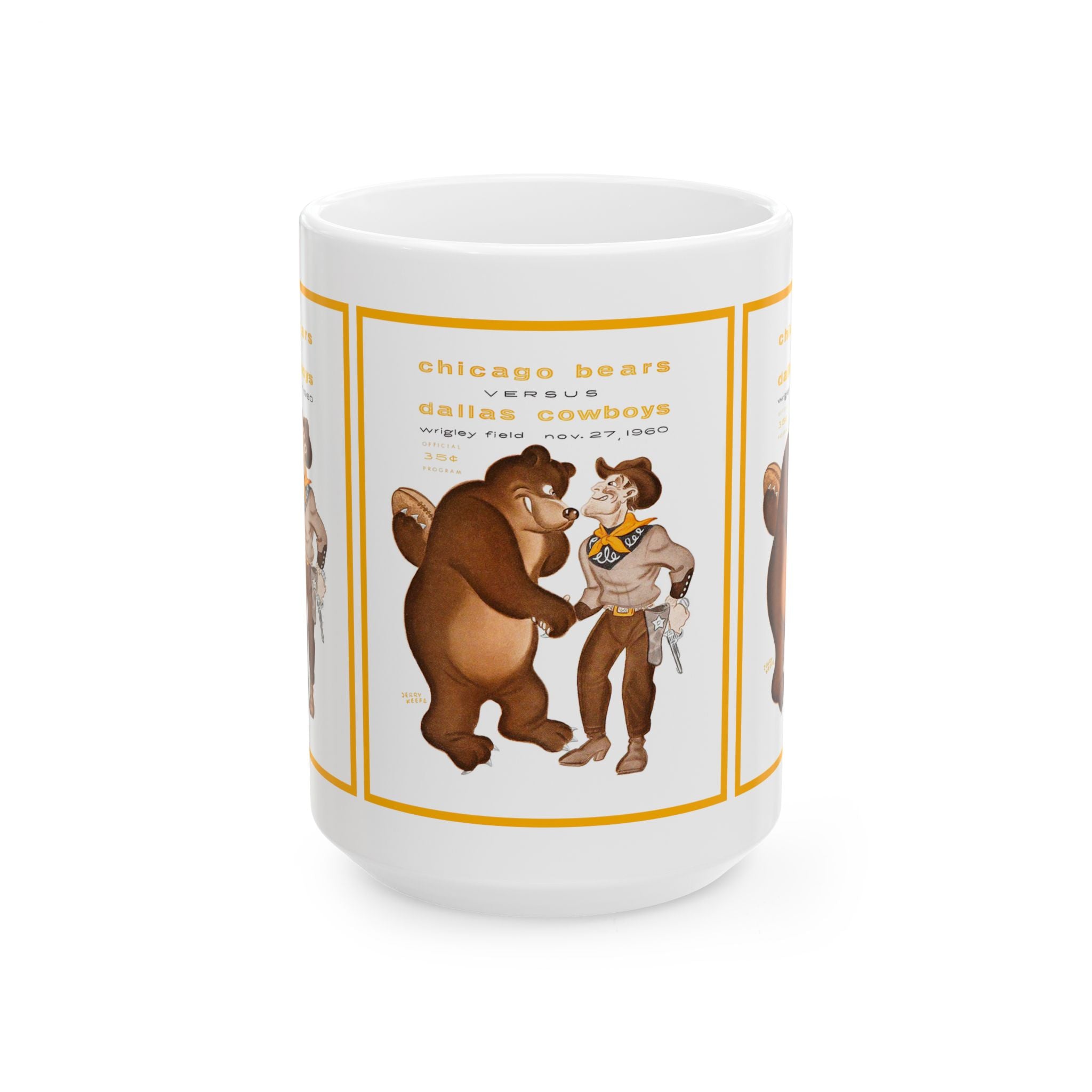 Football Bears Cowboys Ceramic Mug, 1960 Vintage Sports Fans Gift, Coffee Cup, Tea Mug, Team Spirit, Sports Memorabilia