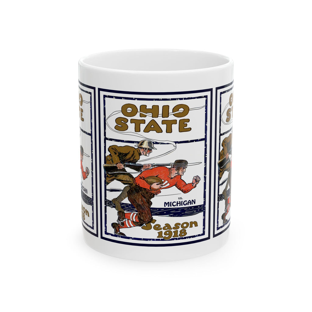 College Football Ceramic Mug, 1918 Ohio State Michigan Football, Sports Fan Gift, Football Fan Cup, Unique Pottery Mug, Game Day Drinkware