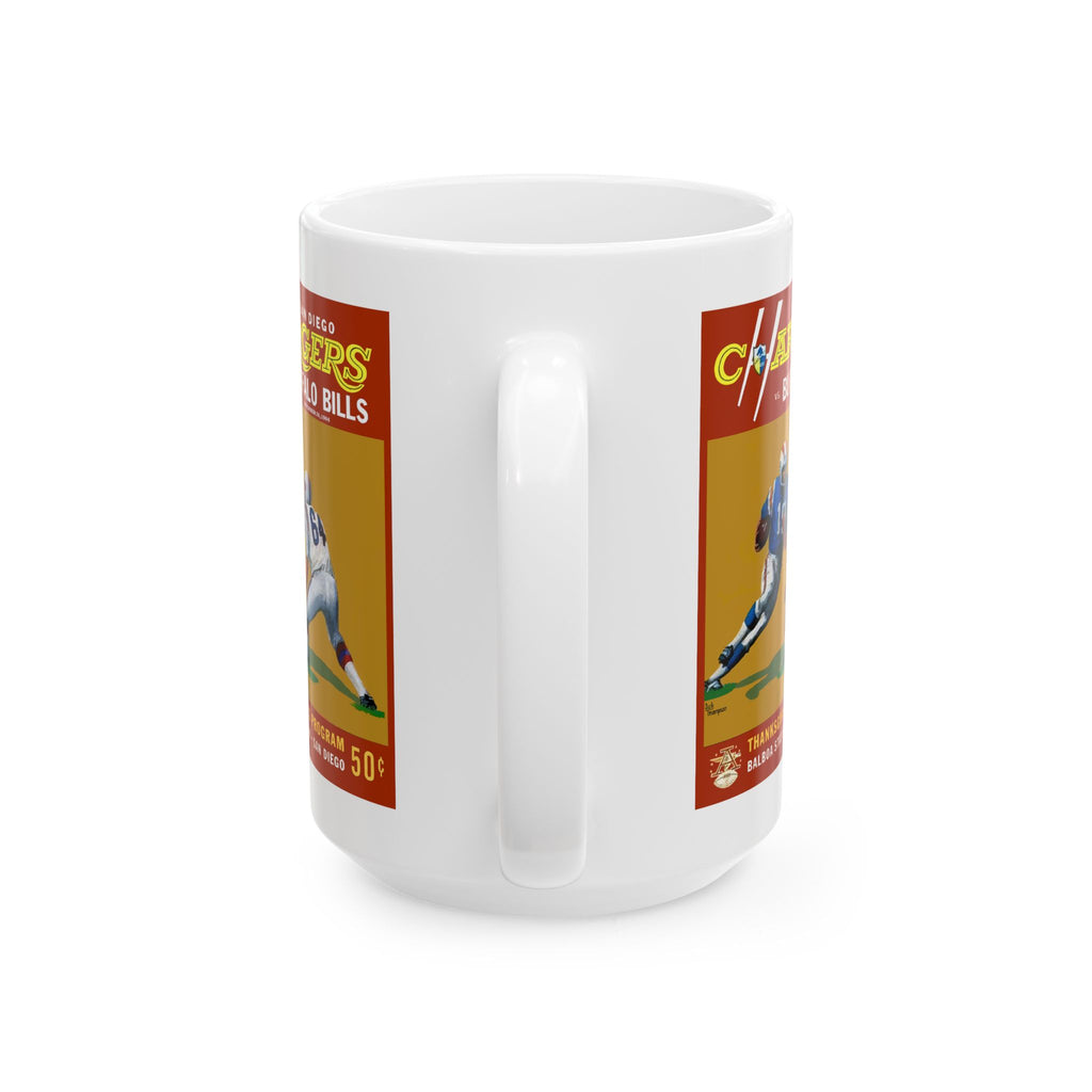 Football Ceramic Mug, 1964 San Diego Chargers Buffalo Bills Sports Fan 11oz White Coffee Cup, Gift for Football Enthusiast, Sports Lover,