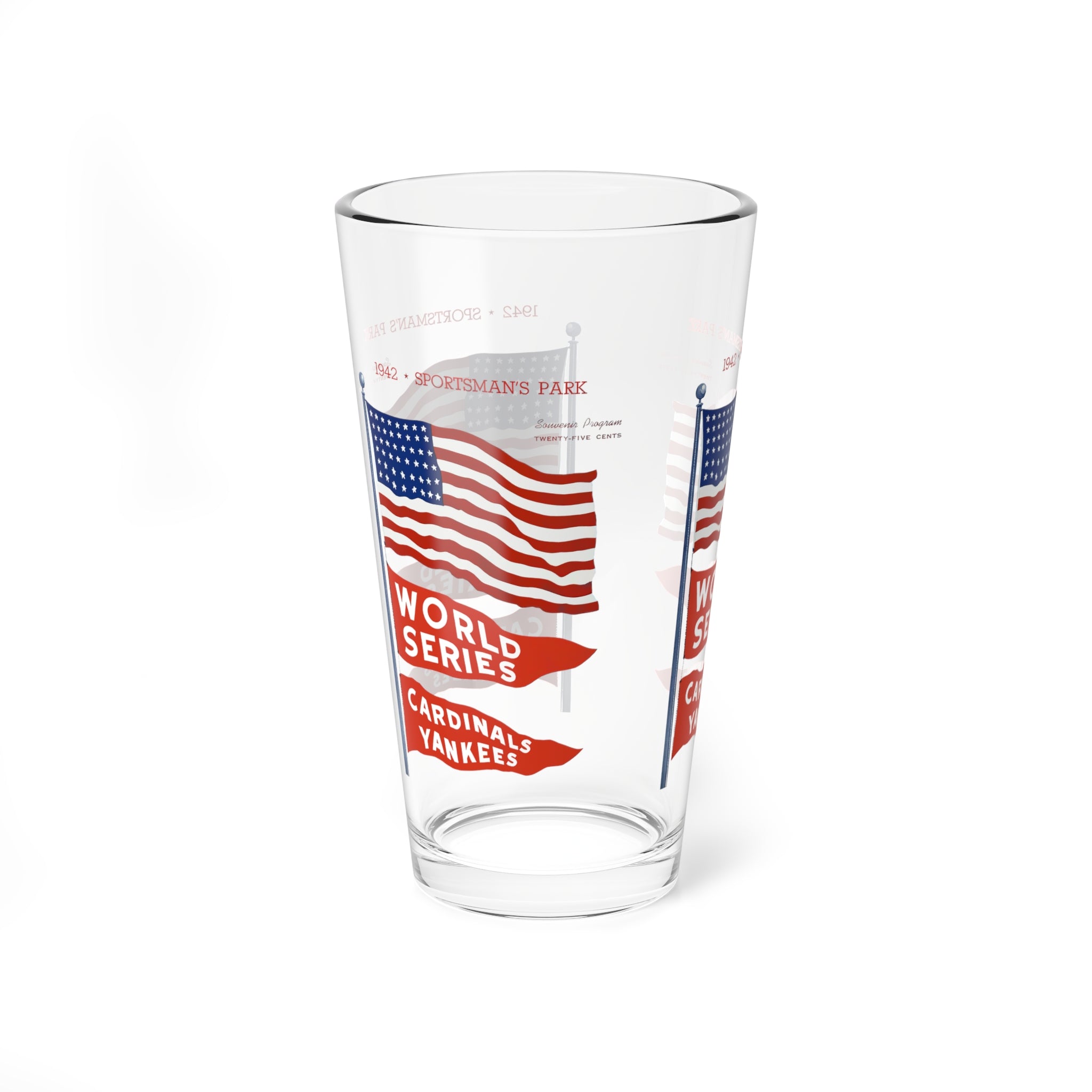 1943 Vintage Baseball World Series - Cardinals - Yankees Program Cover -  Pint Glass, 16oz