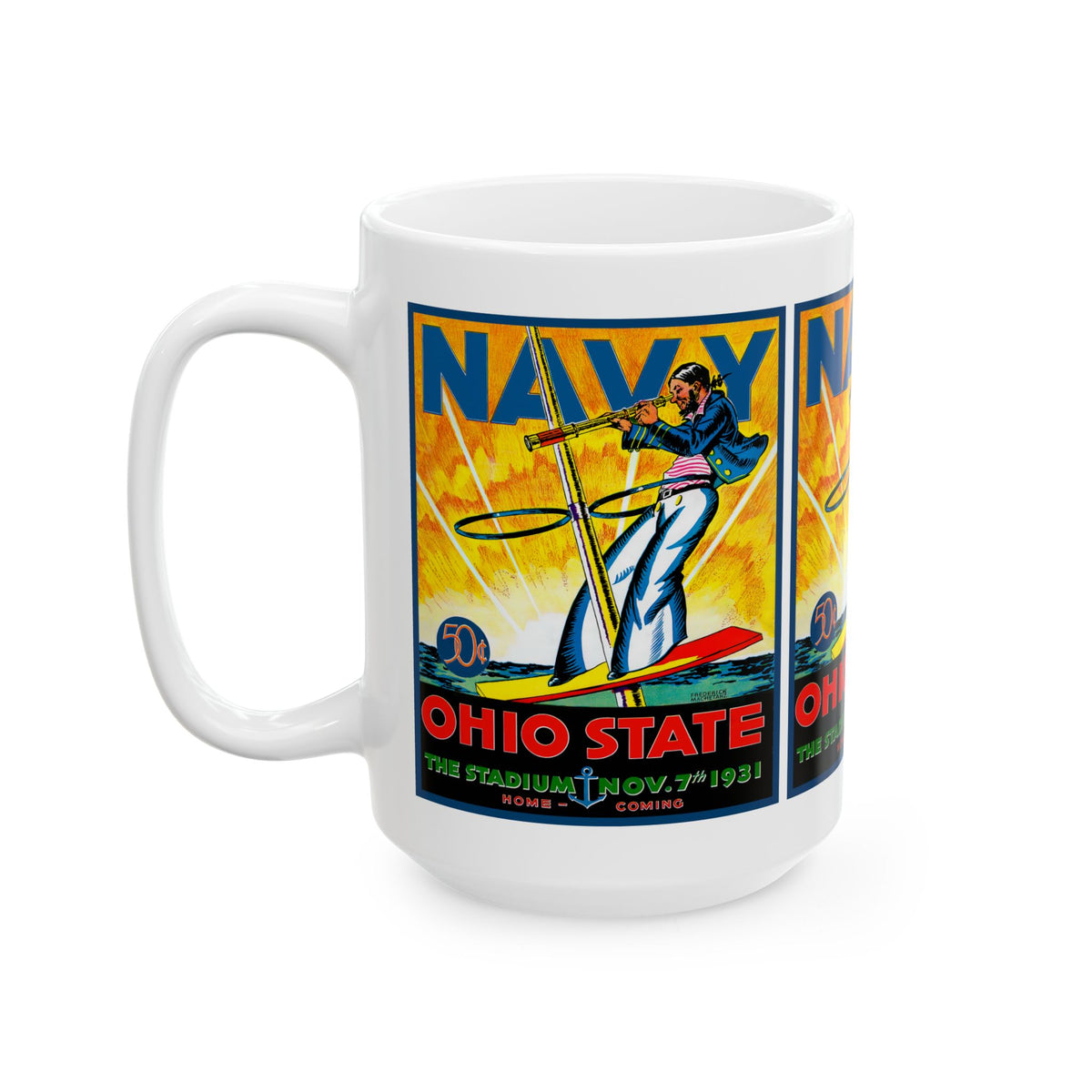 1931 Navy vs Ohio State Vintage Football Program Ceramic Mug (11oz & 15oz)
