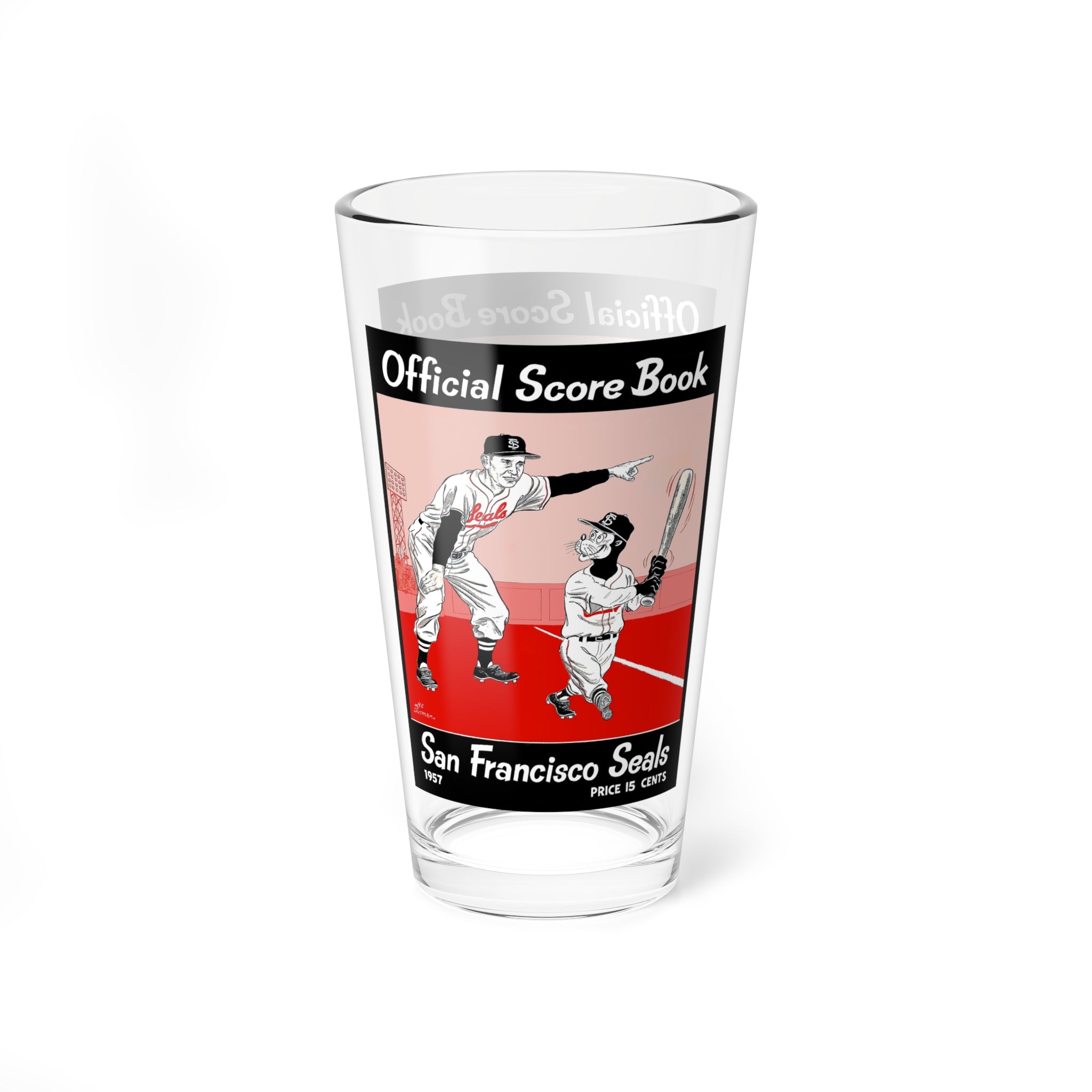 Glassware, 1957 Baseball San Francisco Seals Mixing Glass, Vintage Sports Barware, Unique Gift for Baseball Fans, 16oz Cocktail Glass, Home
