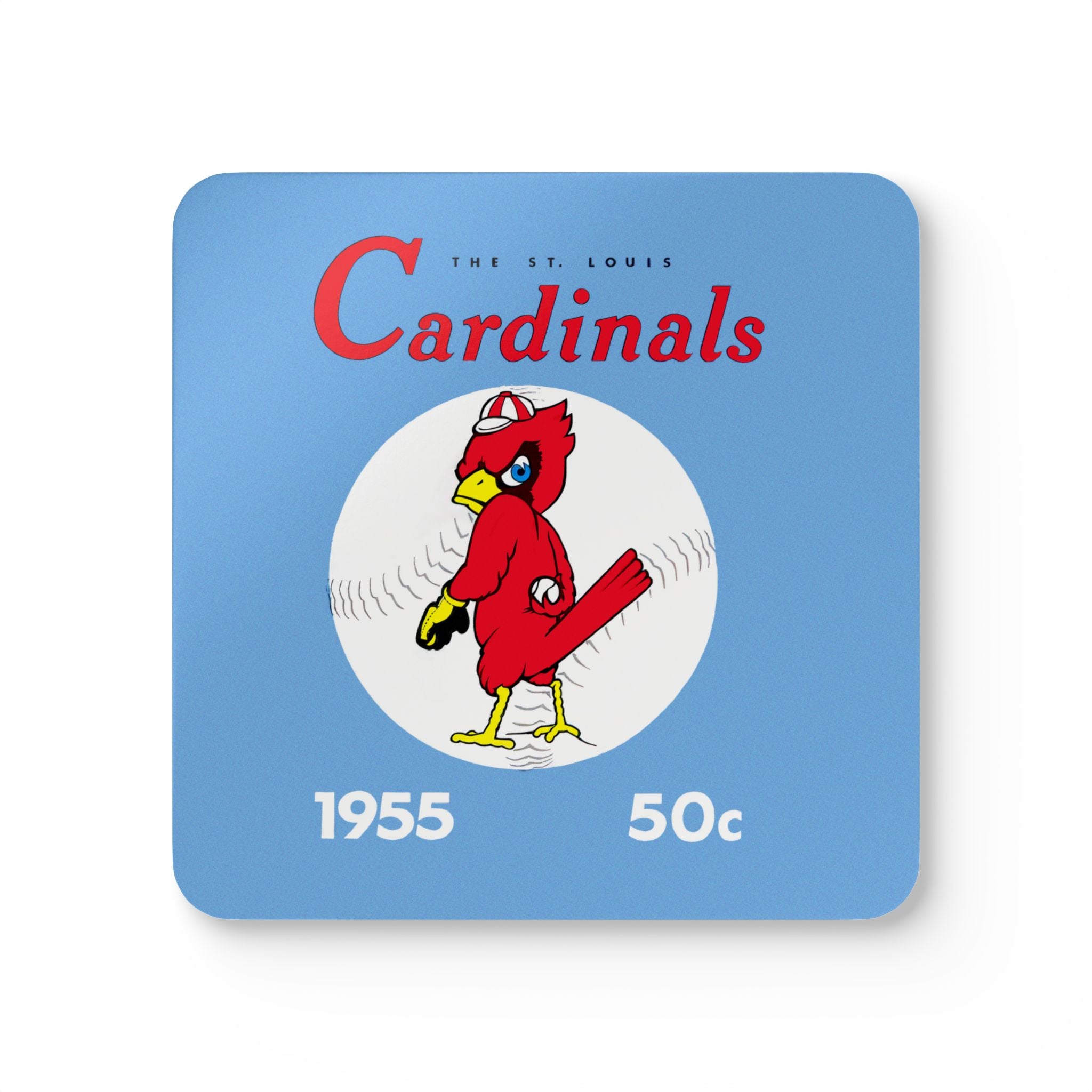 1955 Vintage St Louis Cardinals Yearbook Cover - Corkwood Coaster Set
