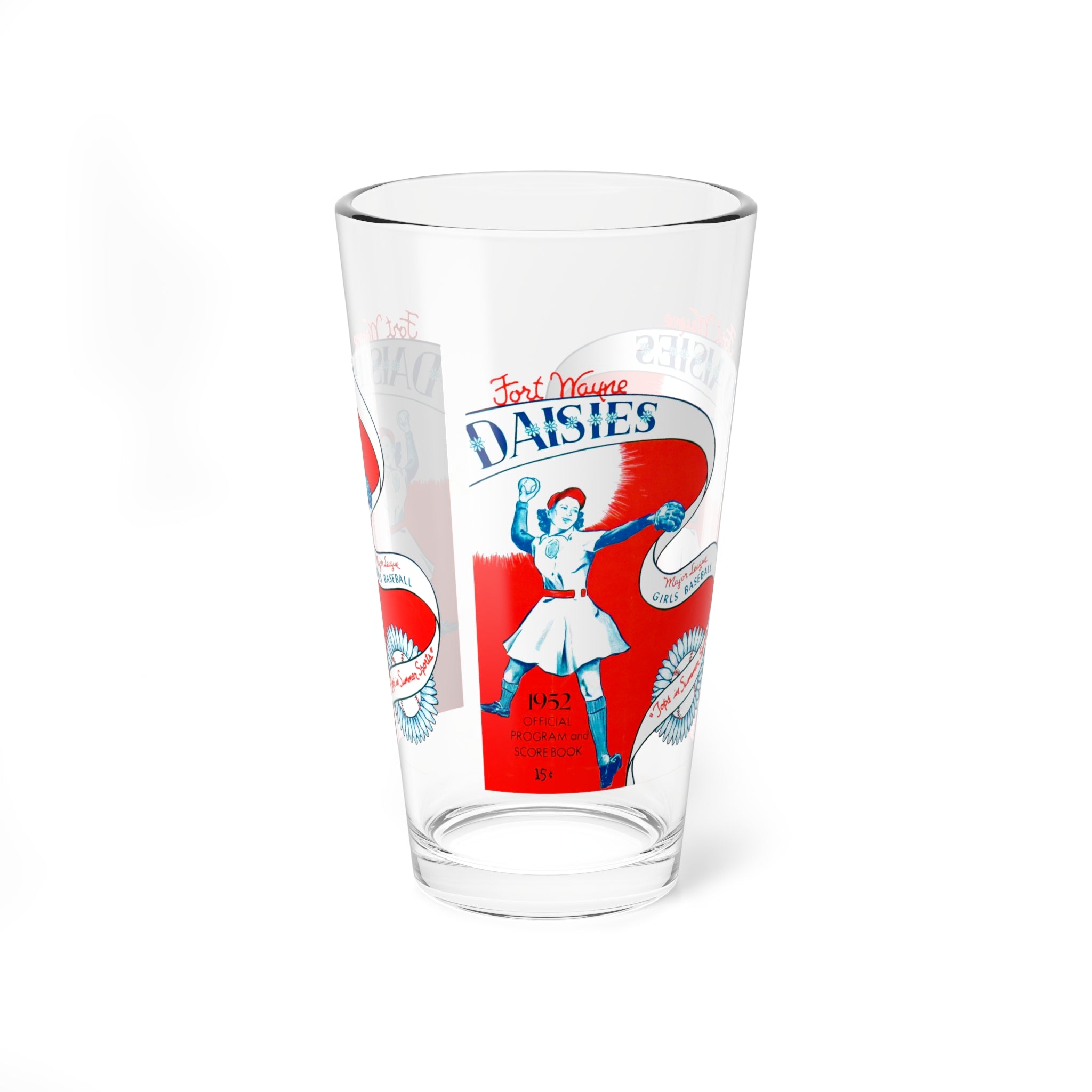 1952 Vintage Fort Wayne Daises Baseball Program Cover  -  Pint Glass, 16oz