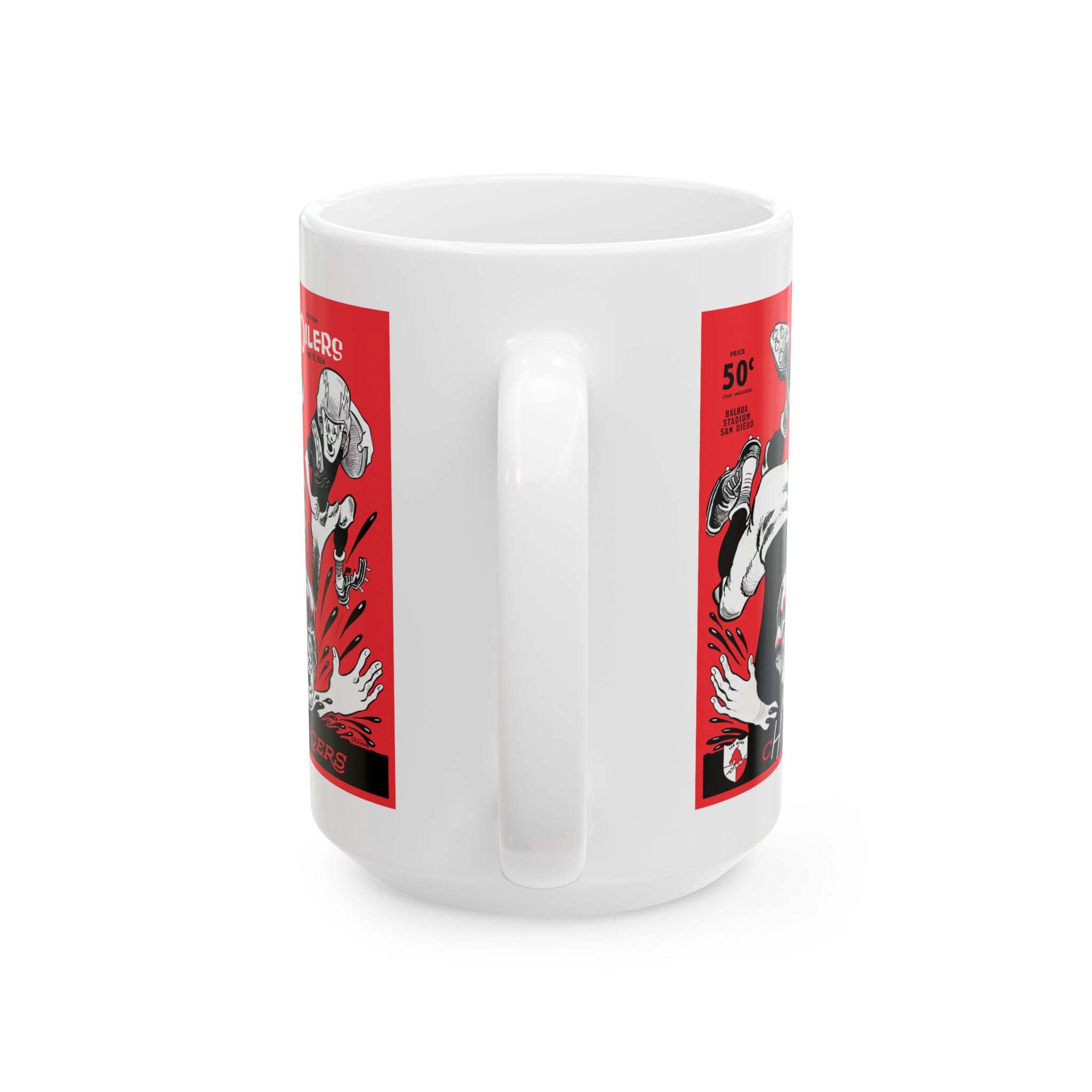 Vintage 1964 Football San Diego Chargers Houston Oilers Ceramic Mug, Sports Fan Gift, Football Memorabilia, Retro Sports Coffee Cup