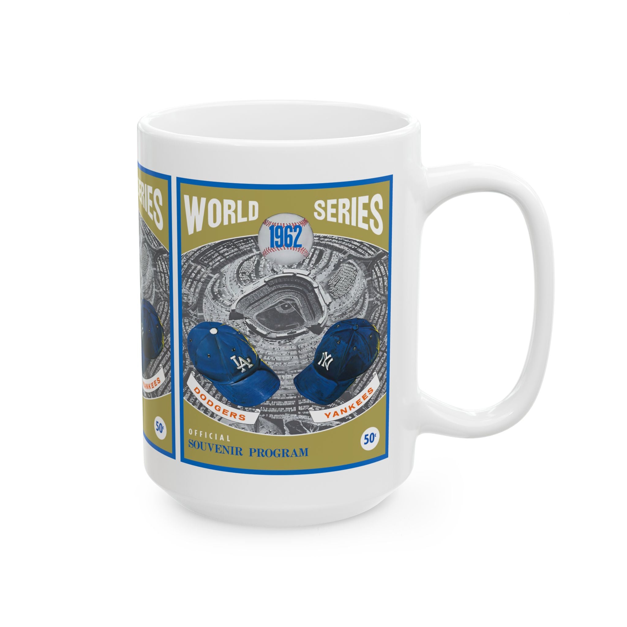 1962 Dodgers vs Yankees Baseball World Series Ceramic Mug — Phantom Program Cover (11oz, 15oz)