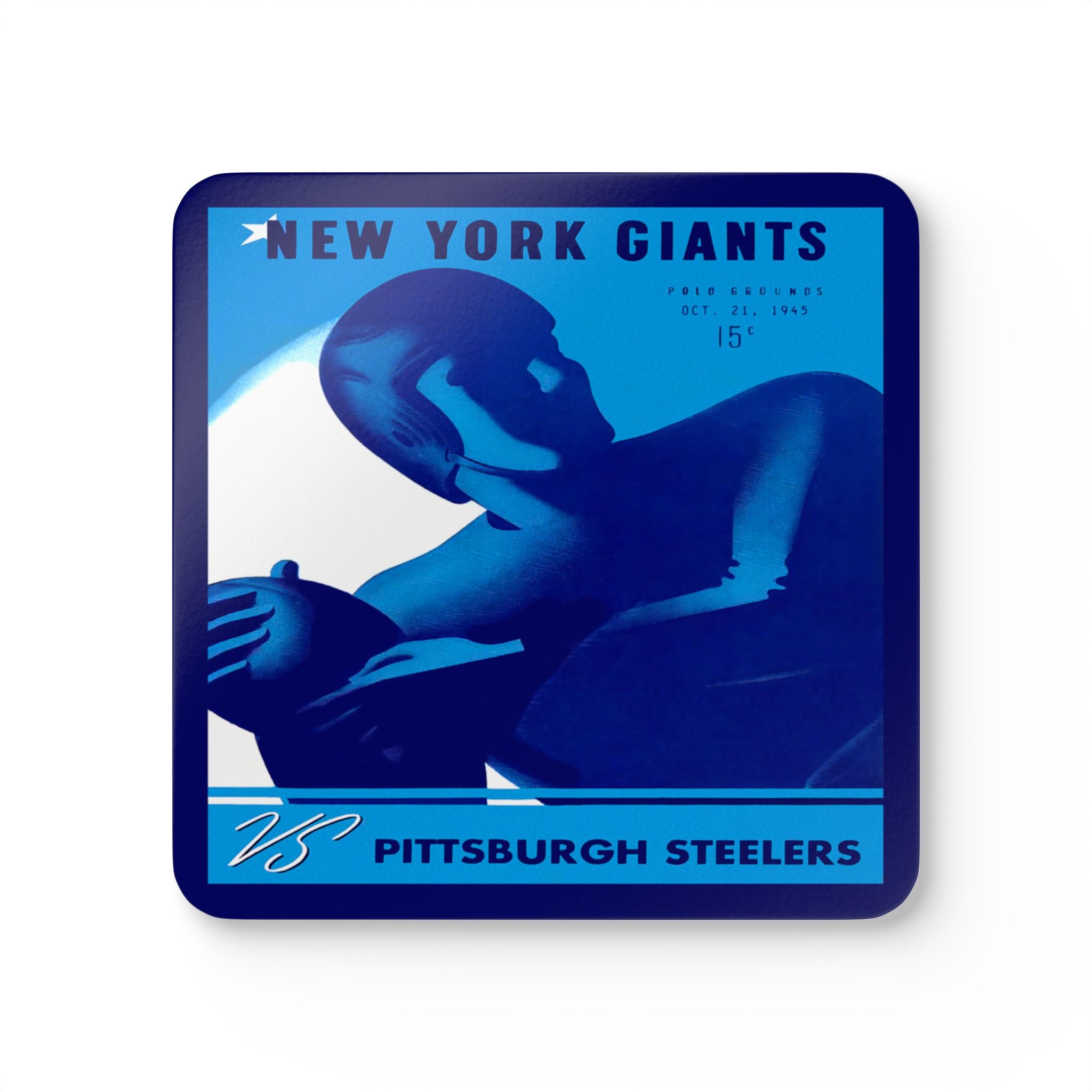 1945 Vintage Pittsburgh Steelers - New York Giants Football Program Cover - Corkwood Coaster Set