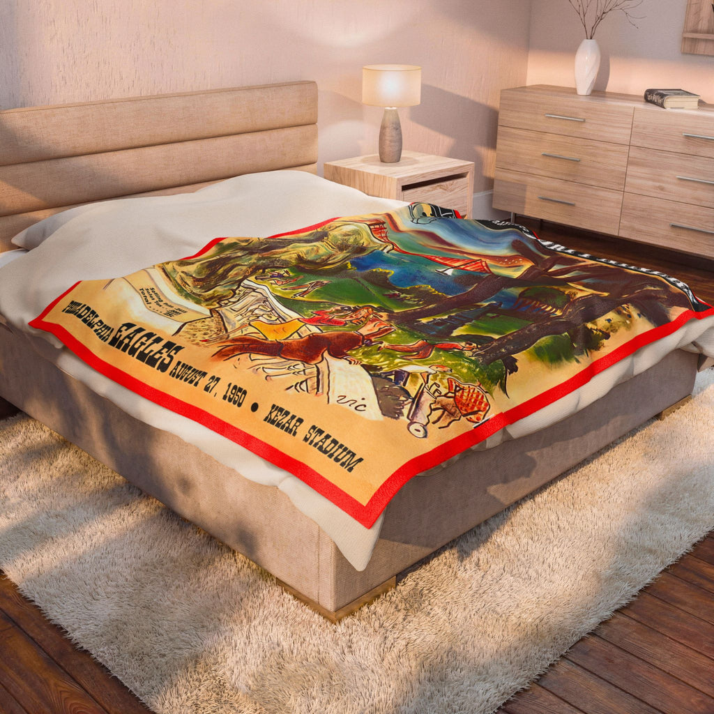 1950 San Francisco Forty Niners Vintage Program Cover Velveteen Plush Blanket 50" × 60" / 60" × 80"