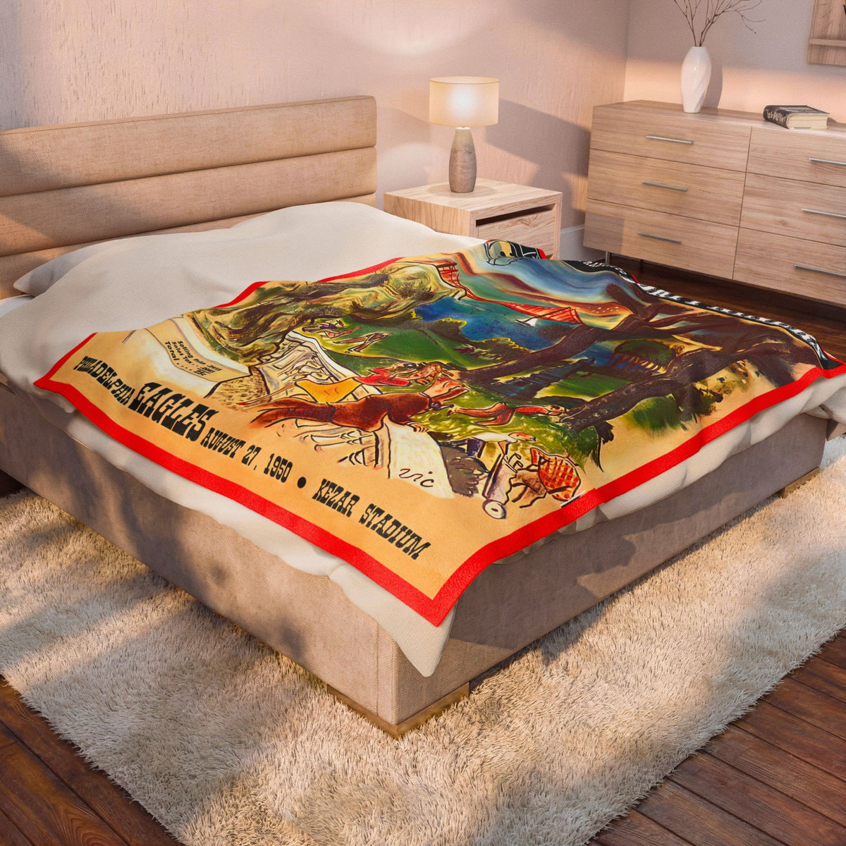 1950 San Francisco Forty Niners Vintage Program Cover Velveteen Plush Blanket 50" × 60" / 60" × 80"