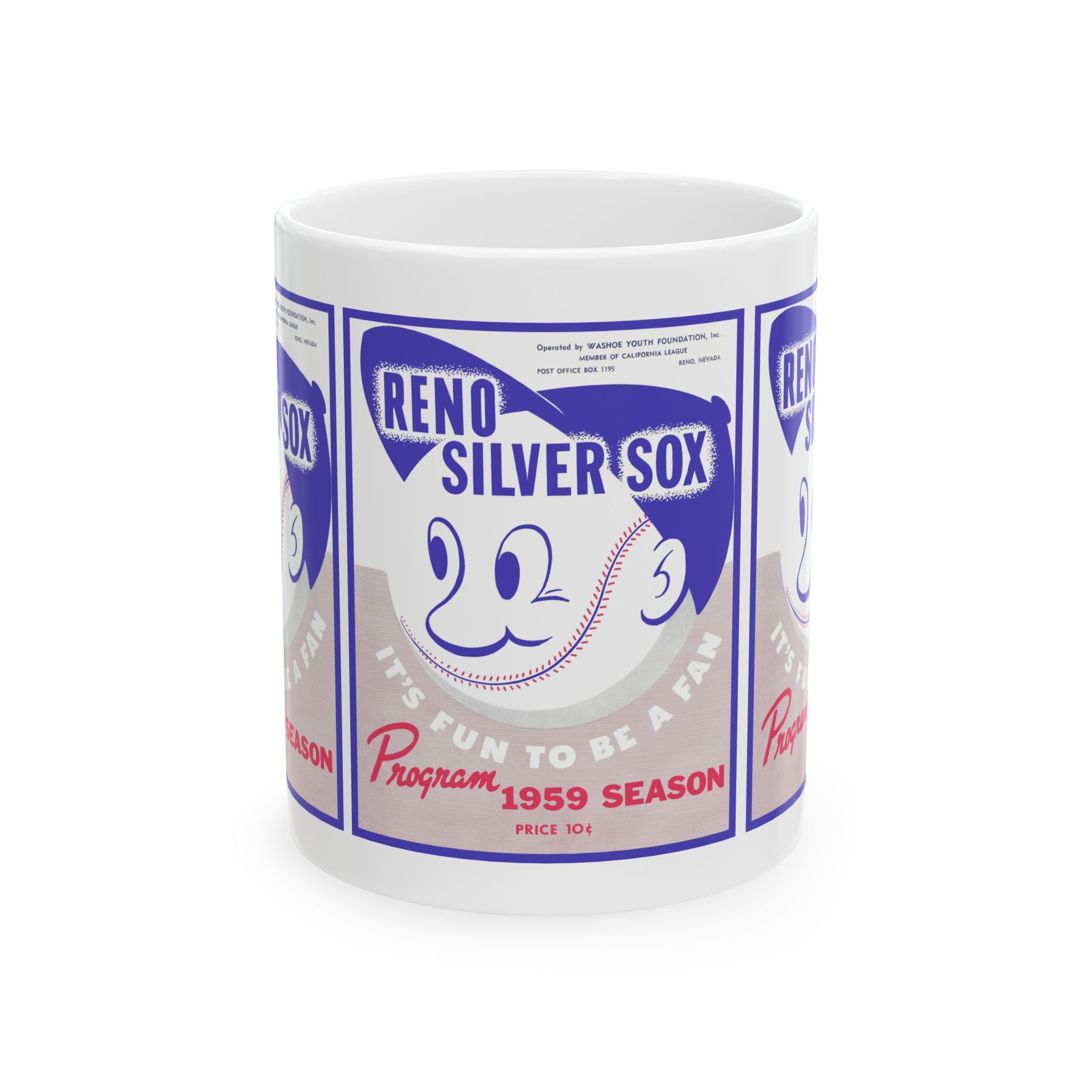 Retro Baseball Mug, Vintage Sports Cup, Sports Fan Gift, Baseball Lover Mug, Baseball Team Memorabilia, 1959 Reno Silver Sox Cup