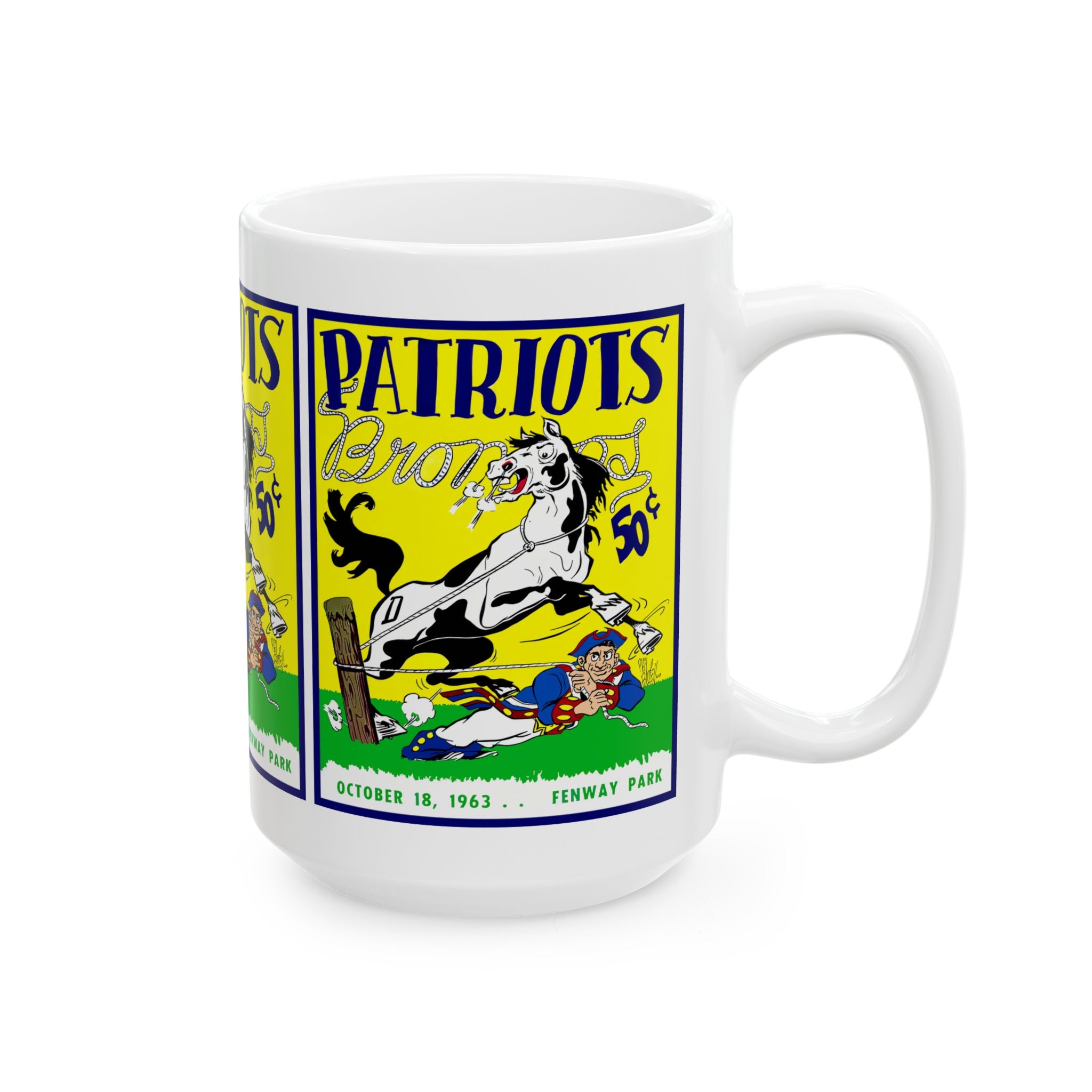 1963 Football Boston Patriots - Denver Broncos Vintage Game Program Ceramic Mug (11oz/15oz)