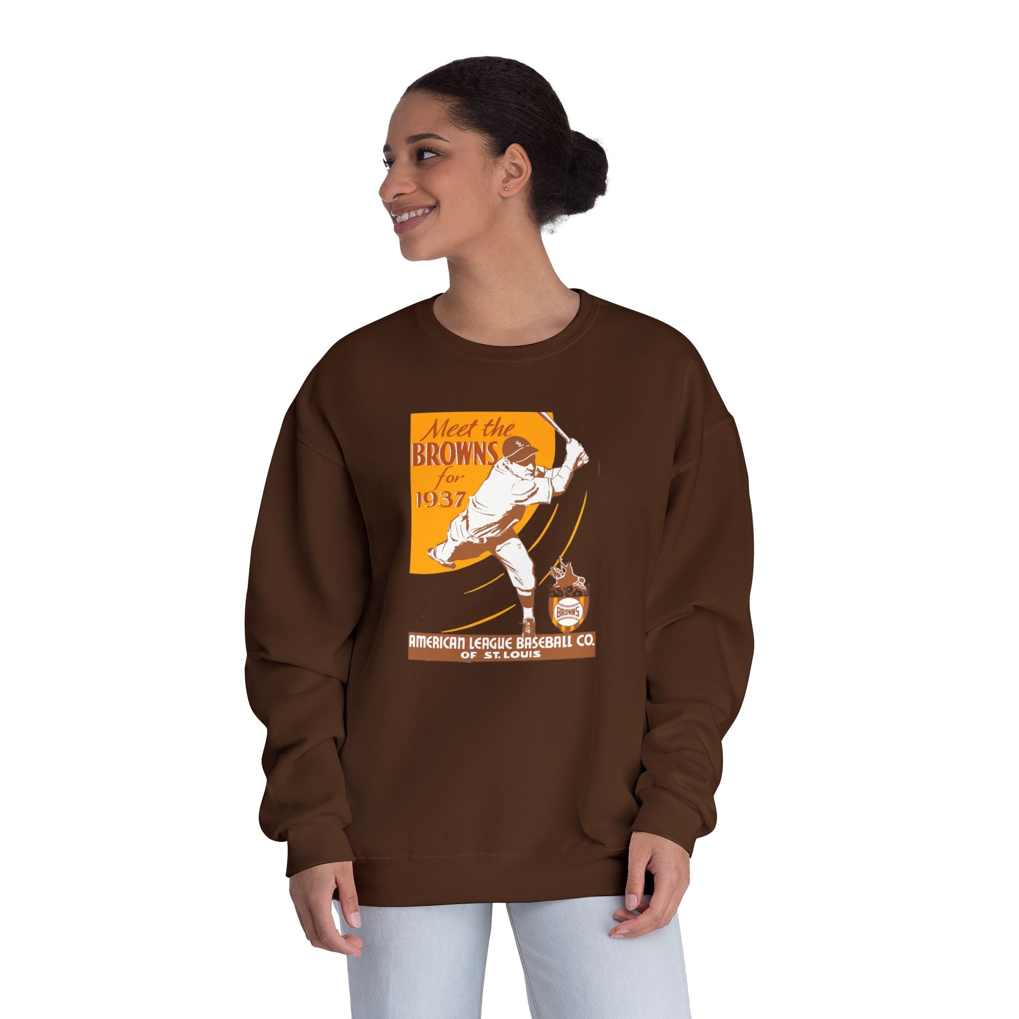 1937 Vintage St. Louis Browns Baseball Media Guide Cover - Unisex NuBlend® Crewneck Sweatshirt