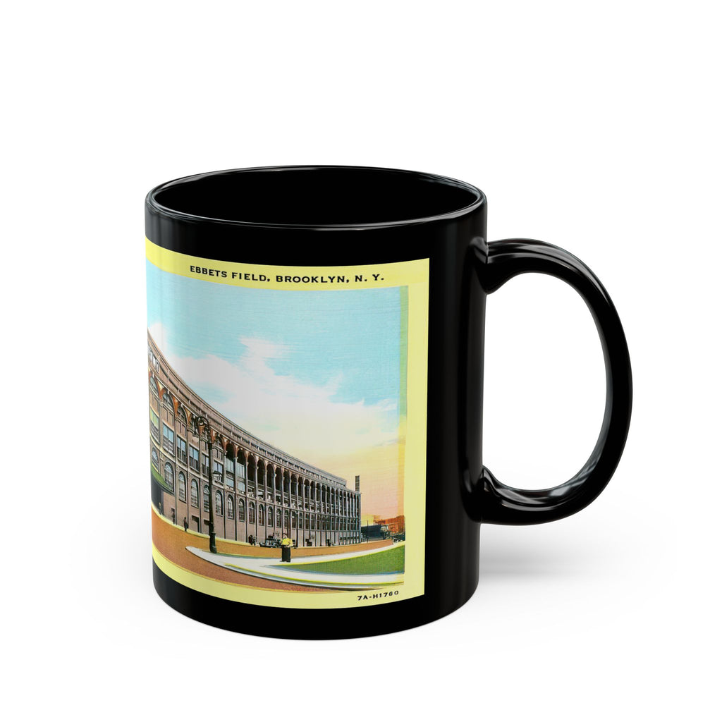 Vintage Brooklyn Dodgers Ebbets Field Street View Postcard - Black Mug 11 oz
