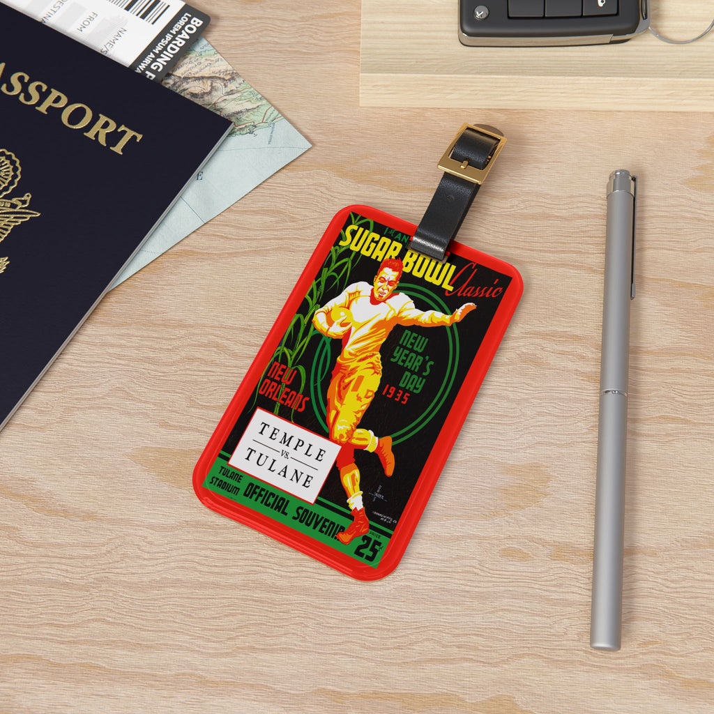 Sugar Bowl Classic 1935 Temple Tulane Football Luggage Tag