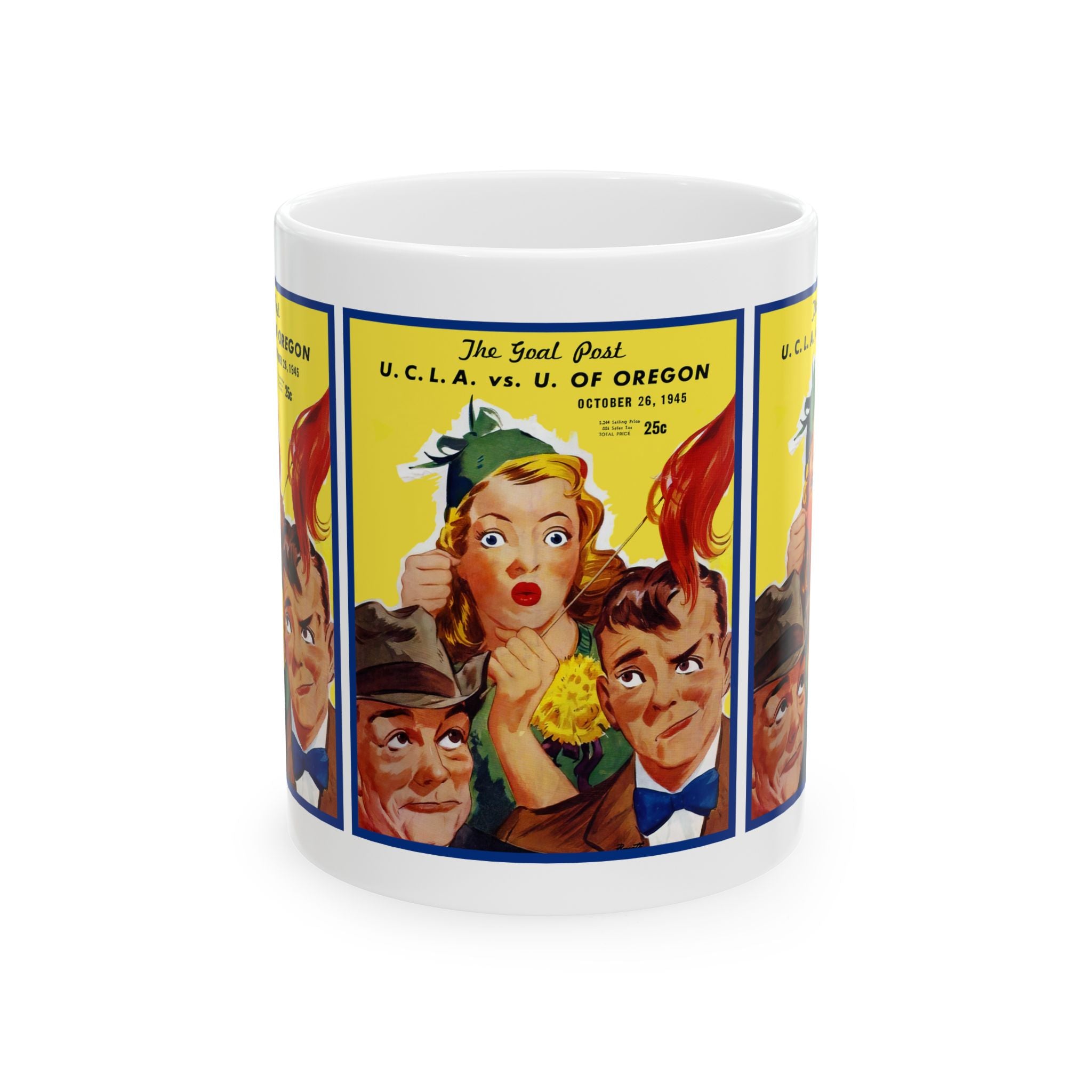Vintage 1945 Football Oregon UCLA Ceramic Mug, College Sports Fan Cup, Sports Memorabilia Gift, Retro Football Team Mug, Sports Collectible