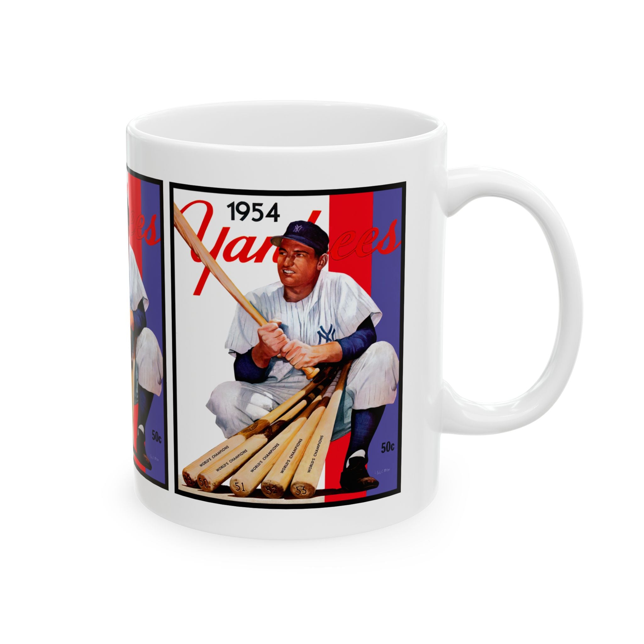 Vintage Baseball Ceramic Mug, 11oz, 15oz - 1954 New York Yankees, Gift for Sports Fans, Baseball Collectible, Baseball Fan Gift, Coffee Mug