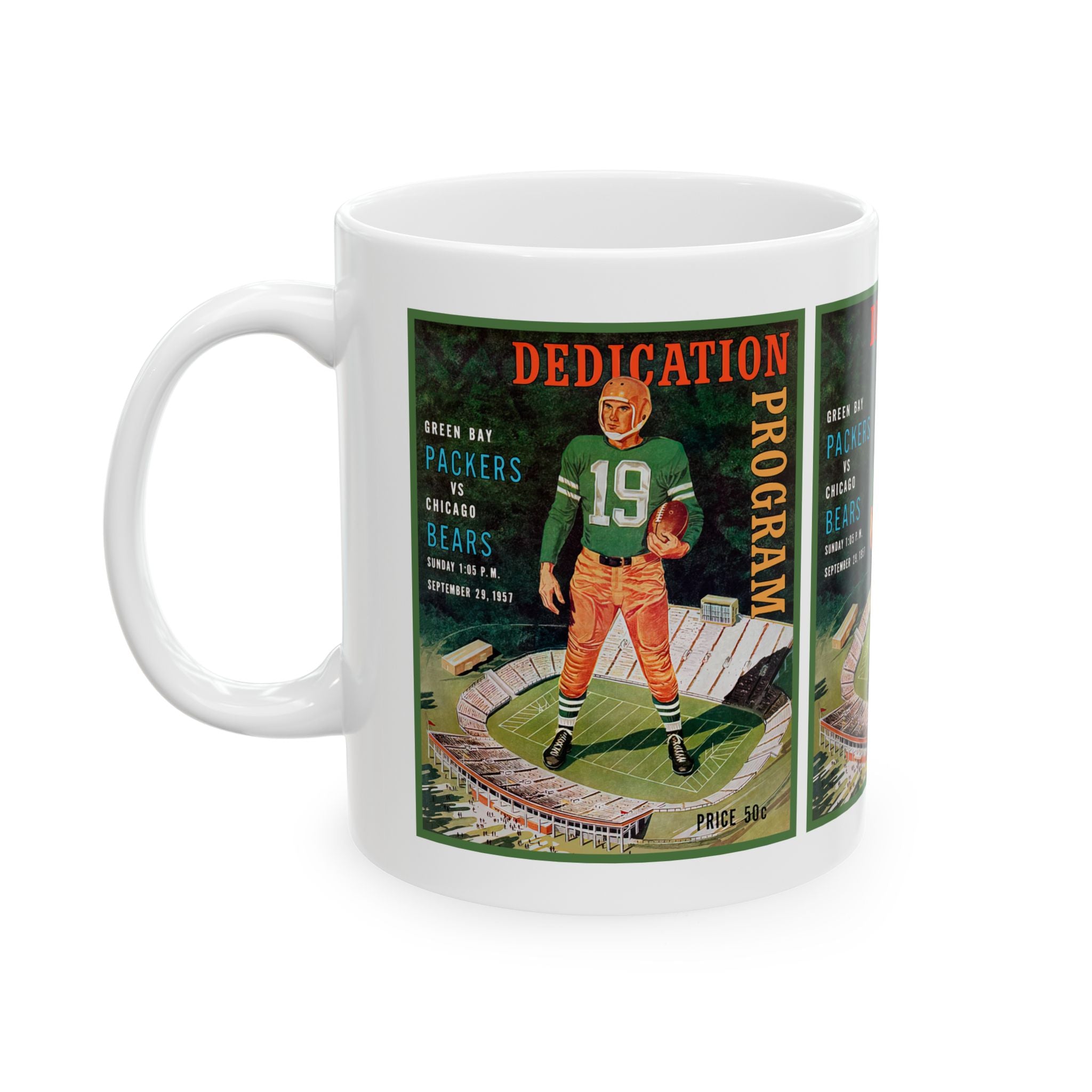 Classic Ceramic Mug - 1957 Football Packers-Bears Design, Vintage Sports Fan Gift, Game Day Coffee Cup, Retro Team Memorabilia, Sports