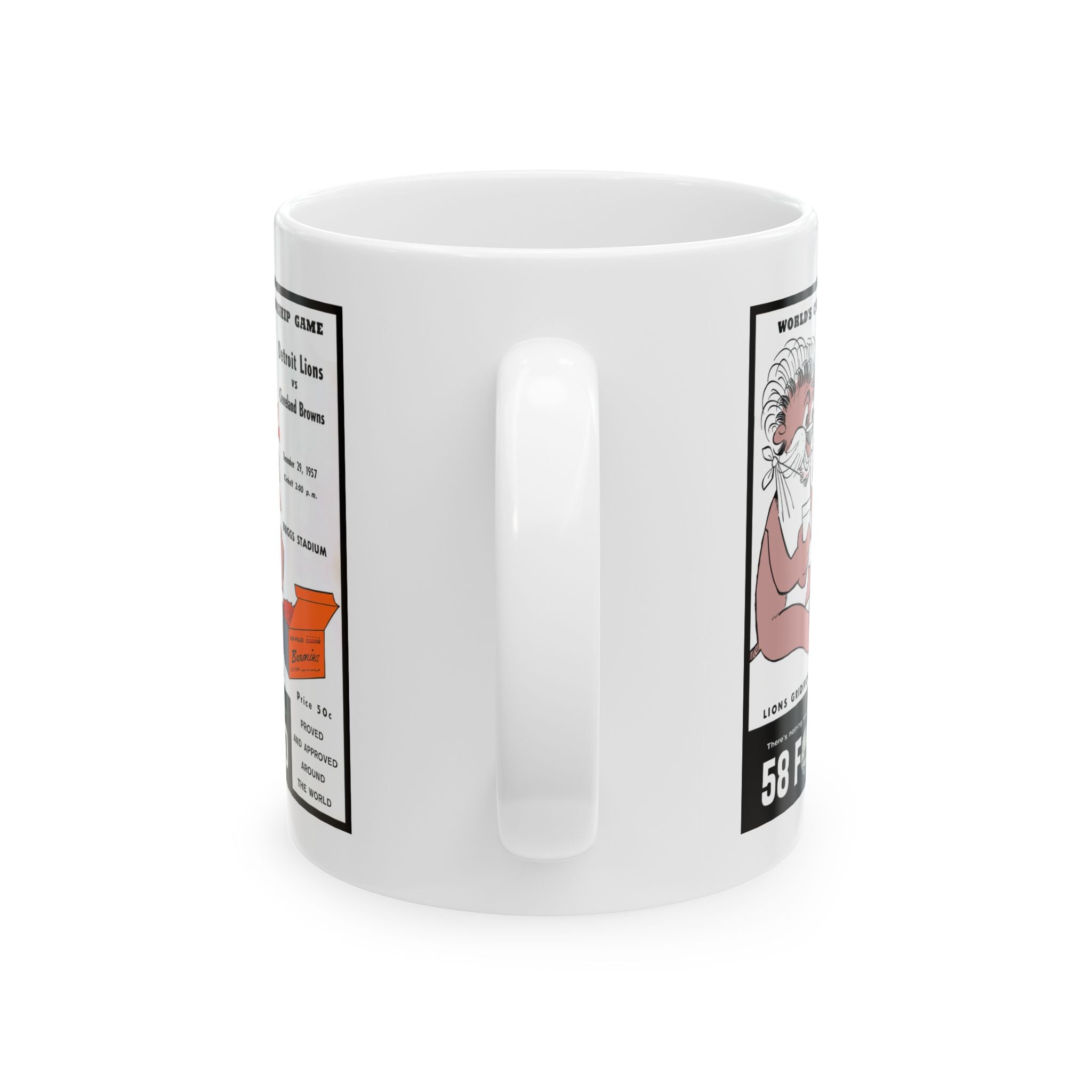 Vintage Cleveland Browns Detroit Lions Football Program Cover Ceramic Mug, 11oz - Unique Gift for Football Fans, Football Memorabilia,