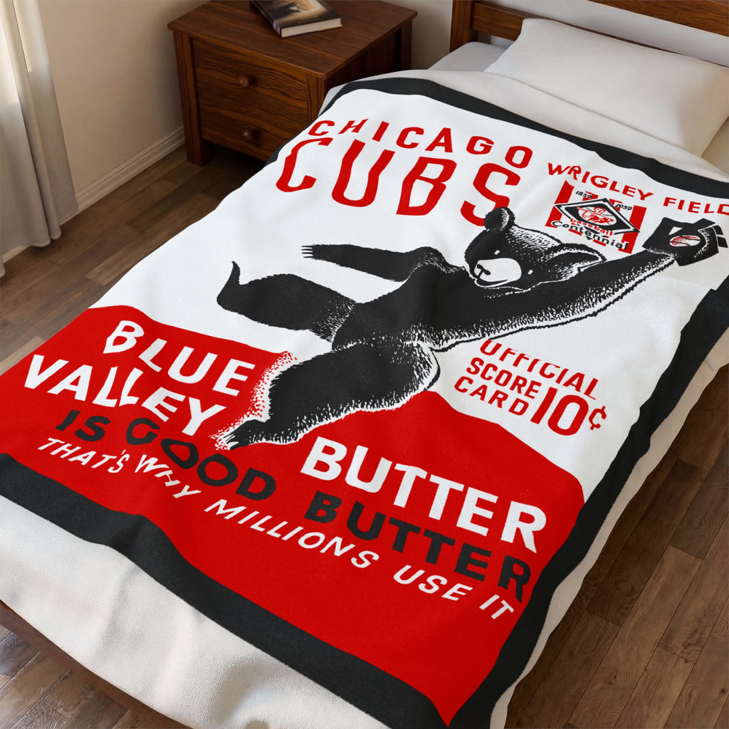 Velveteen Plush Blanket - 1939 Baseball Chicago Cubs, Sports Throw, Cozy Cubs Fan Gift, Retro Sports Decor, Baseball Lover Gift