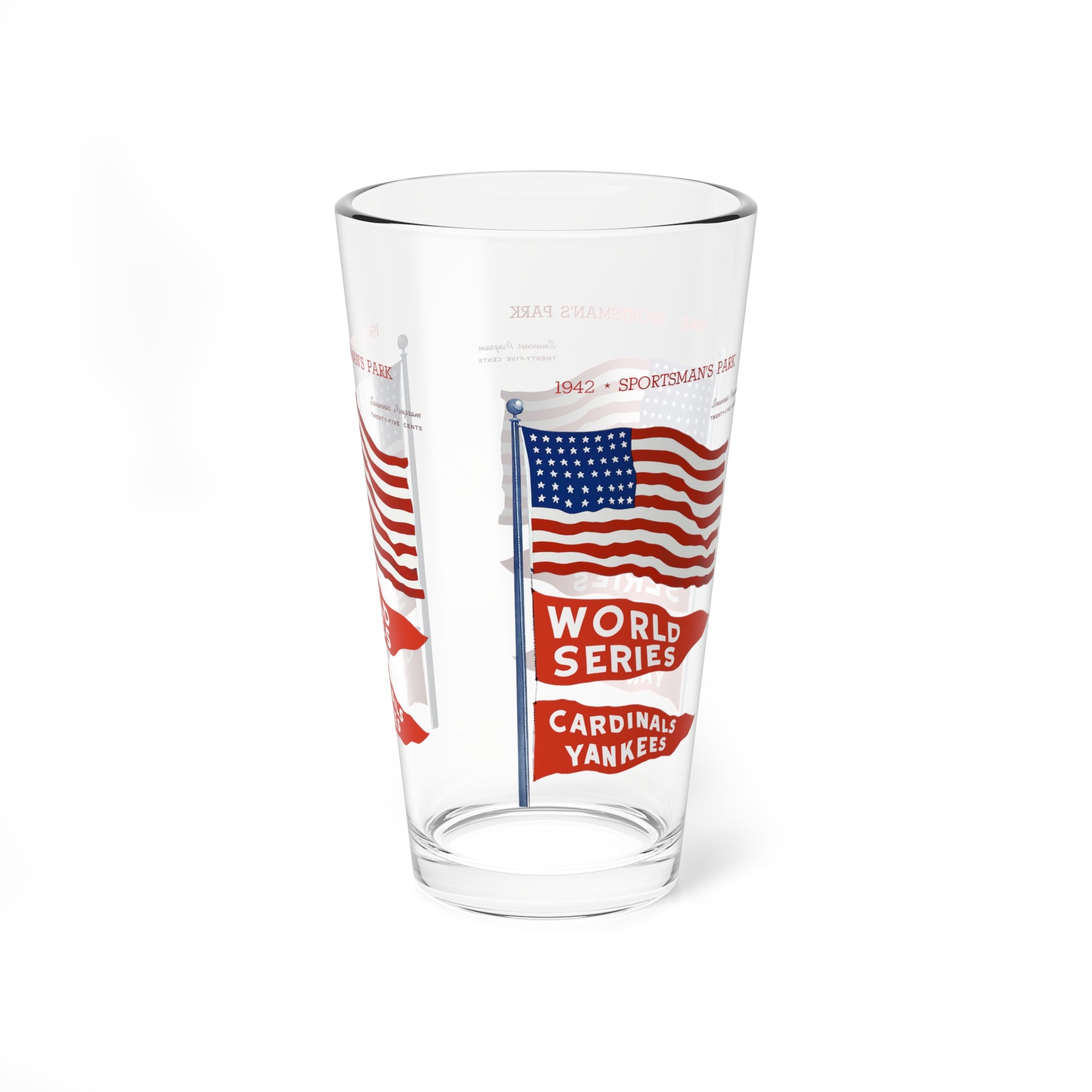 1943 Vintage Baseball World Series - Cardinals - Yankees Program Cover -  Pint Glass, 16oz