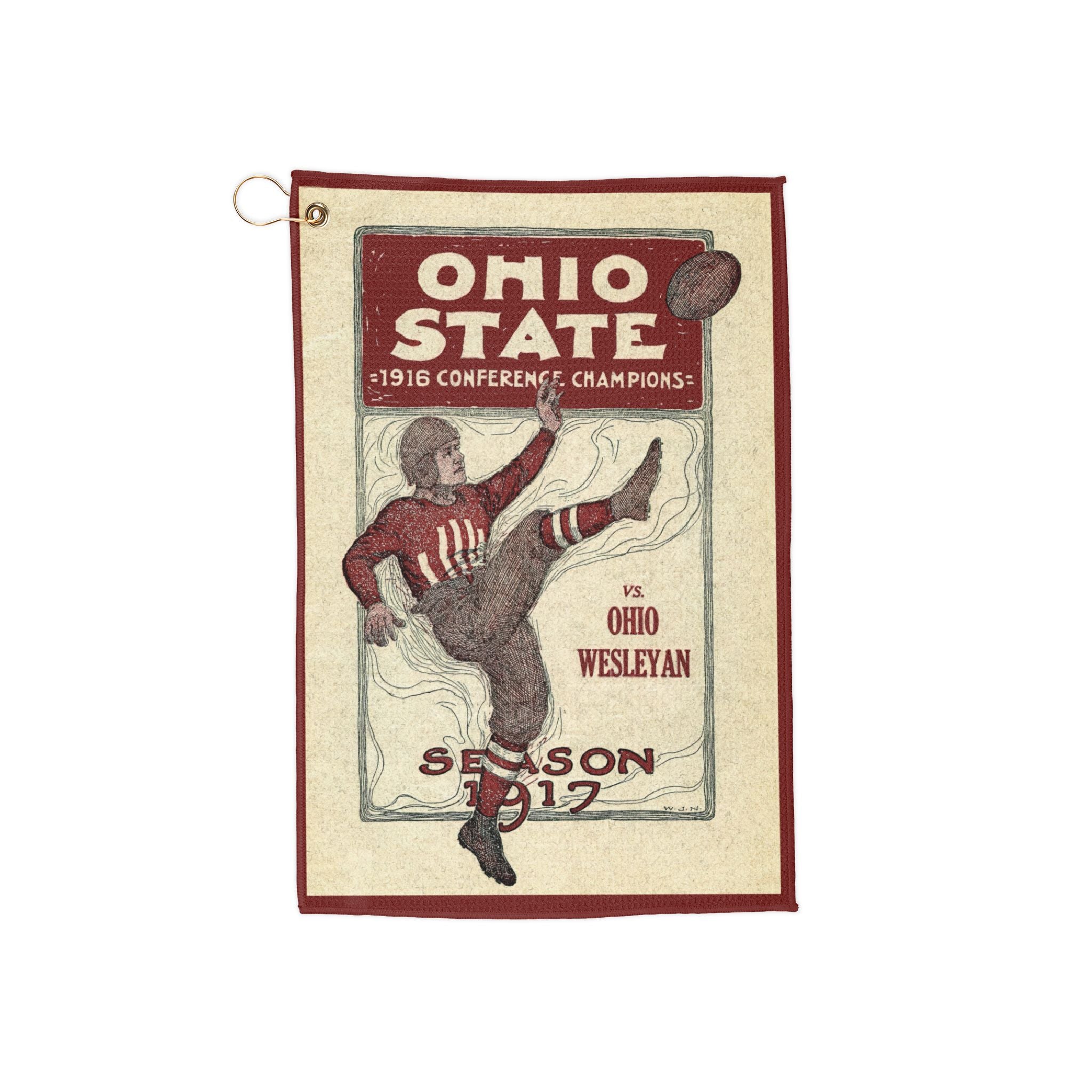 Vintage 1917 Football Ohio State - Ohio Wesleyan Golf Towels, Sports Towel, Golf Accessories, Gift for Golfers, Athletic Towel