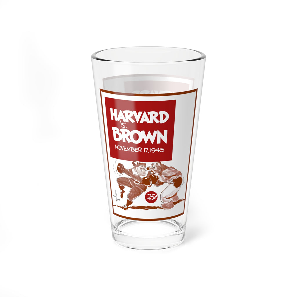 Mixing Glass —1945 Harvard vs Brown Vintage Football Game 16oz Pint Glass