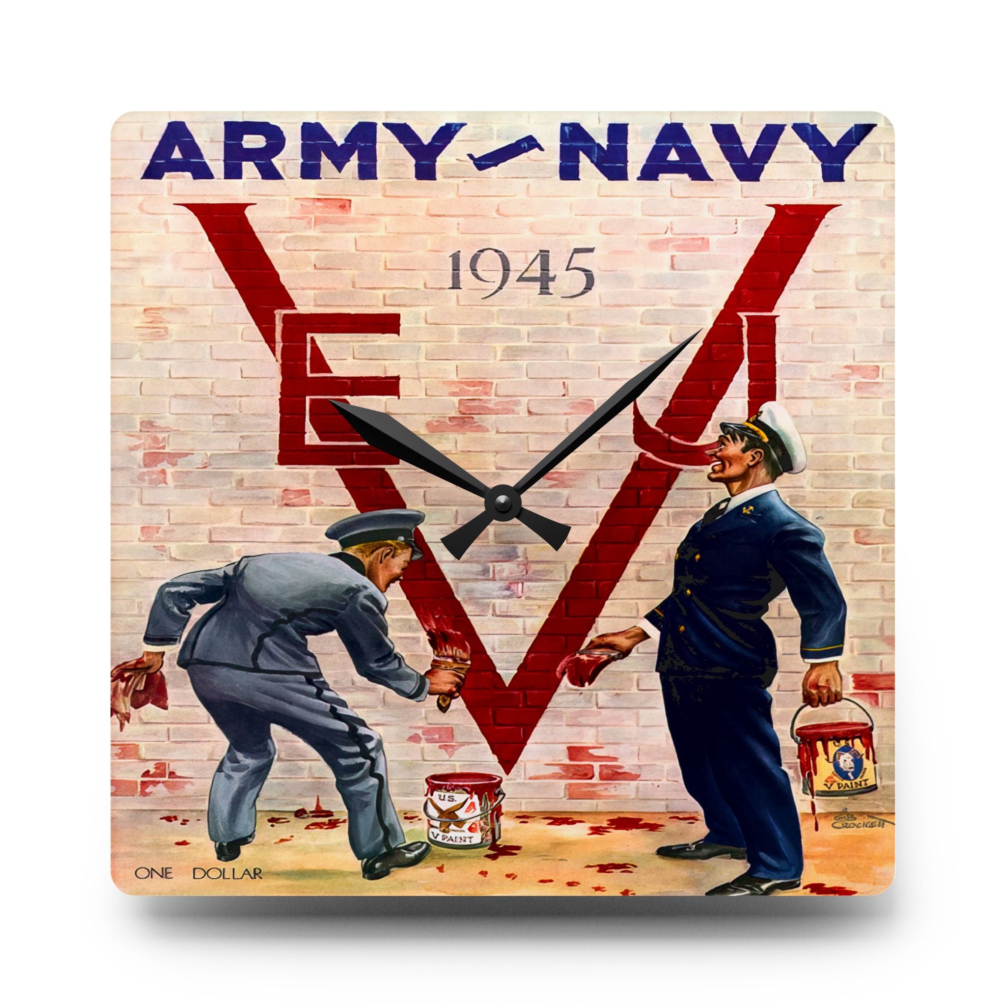 1945 Vintage Army-Navy Football VE-VJ Program Cover - Acrylic Wall Clock