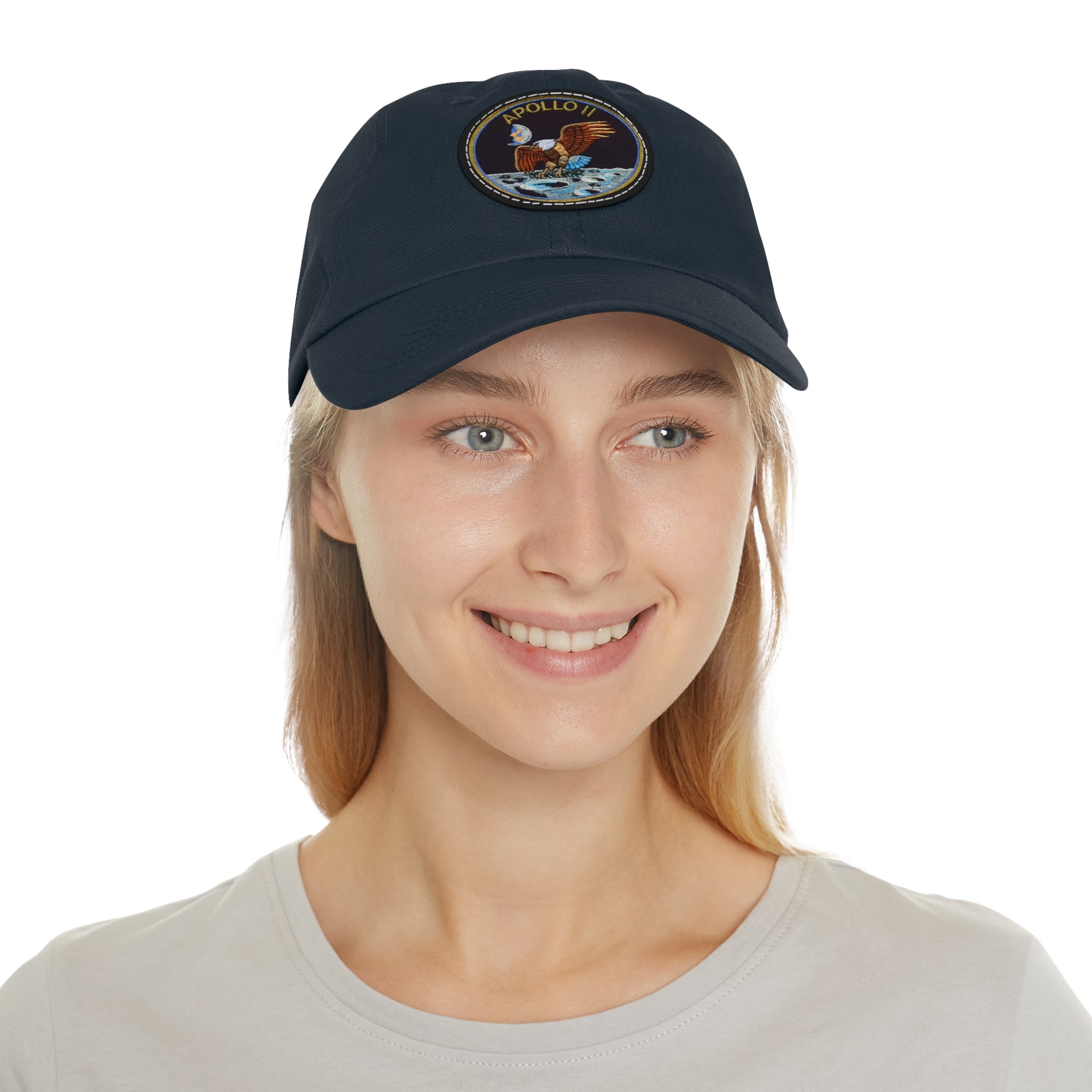 NASA Apollo 11 - Flight Patch - Dad Hat with Leather Patch (Round)