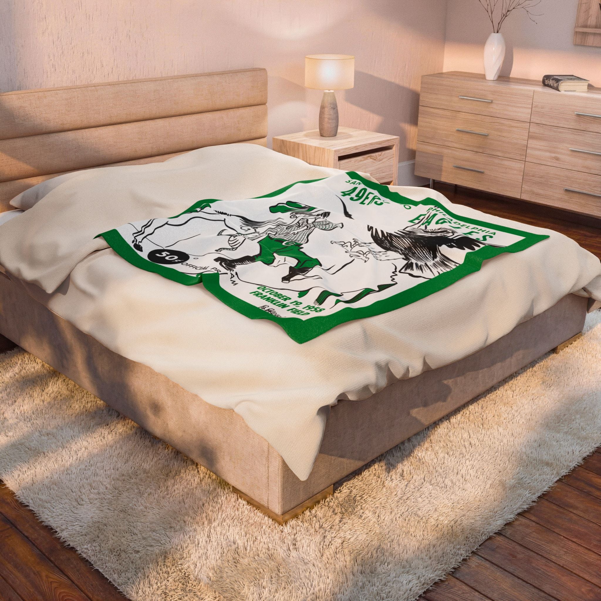 Throw Blanket, Vintage 1958 Football San Francisco 49ers Philadelphia Eagles, Sports Fan Gift, Home Decor, Bedding, Couch Throw, Football