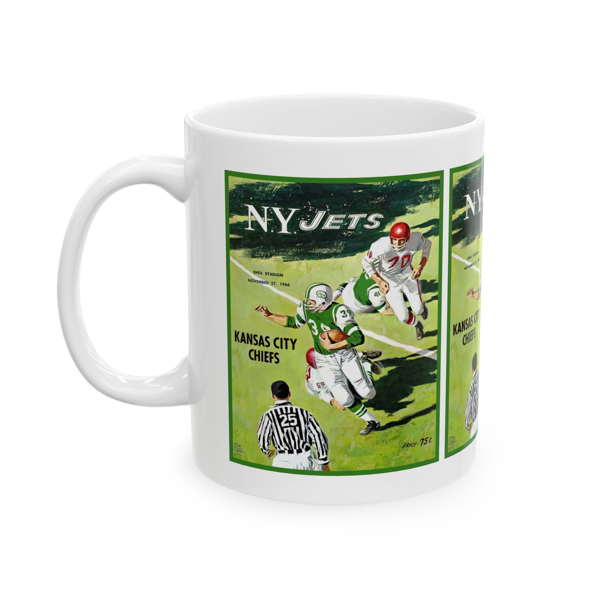 Vintage Football Ceramic Mug, 1966 New York Jets Kansas City, Sports Fan Gift, Retro Coffee Cup, Football Lover Mug, Football Memorabilia