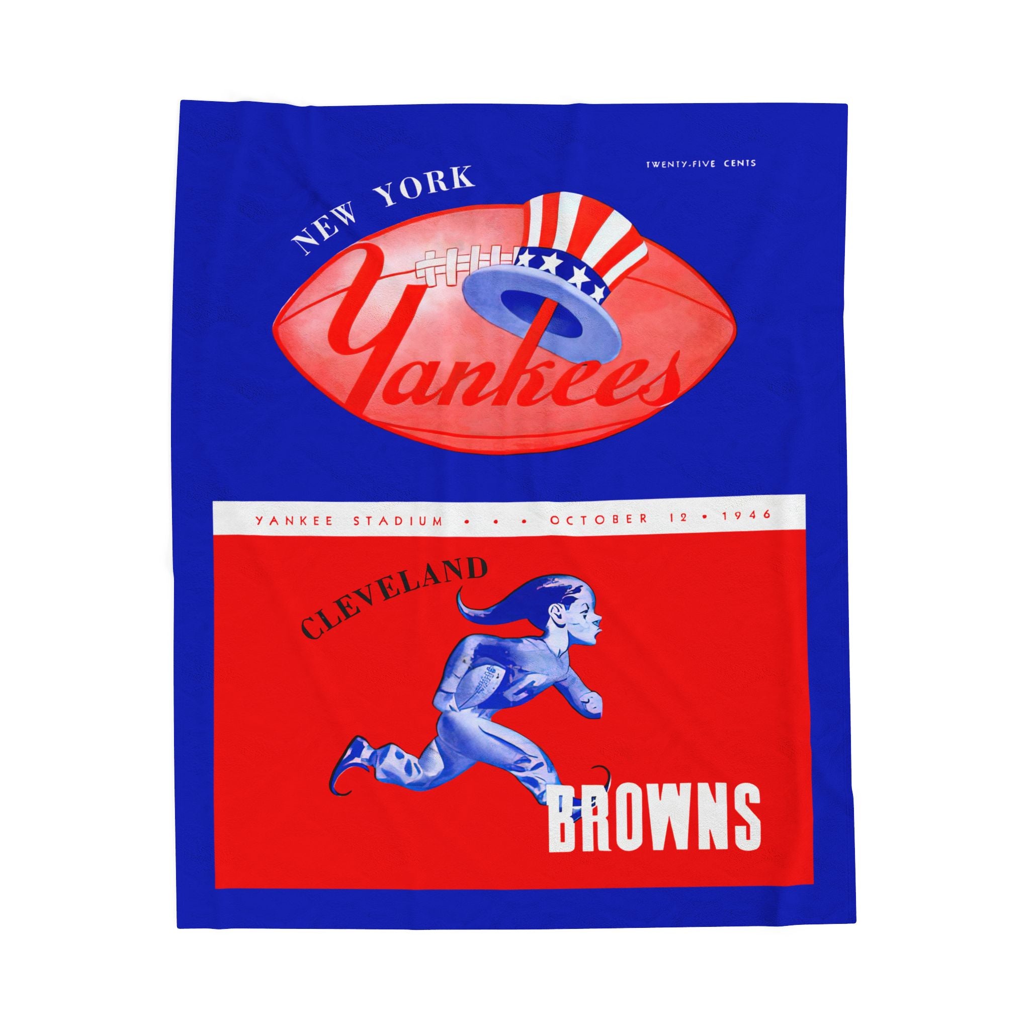 1946 Football Velveteen Plush Blanket — New York Yankees - Cleveland Browns