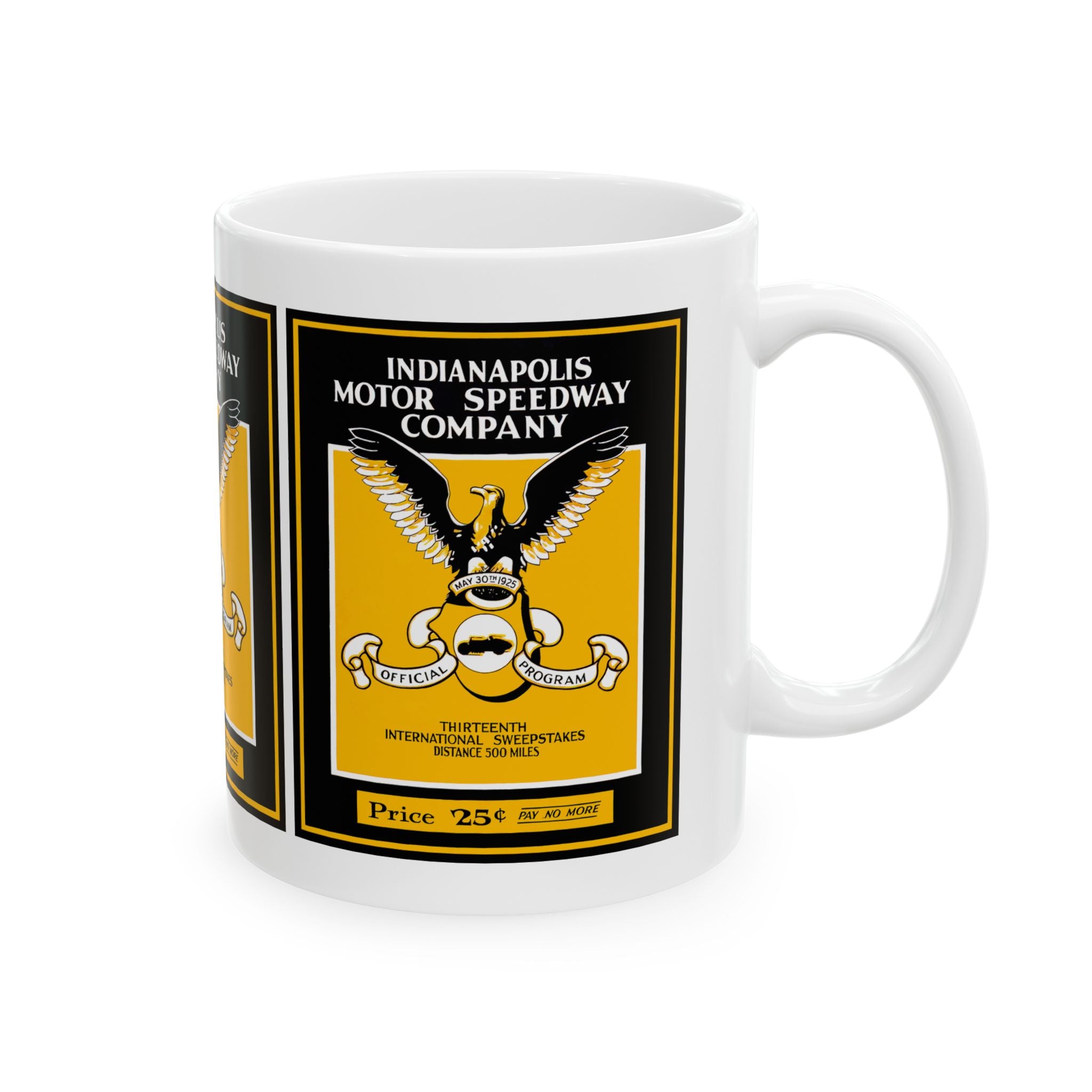 Vintage Indianapolis 500 Racing Ceramic Mug, 11oz - 1925 Program Cover, Gift for Racing Fans, Coffee Cup, Tea Mug, Kitchen Decor,