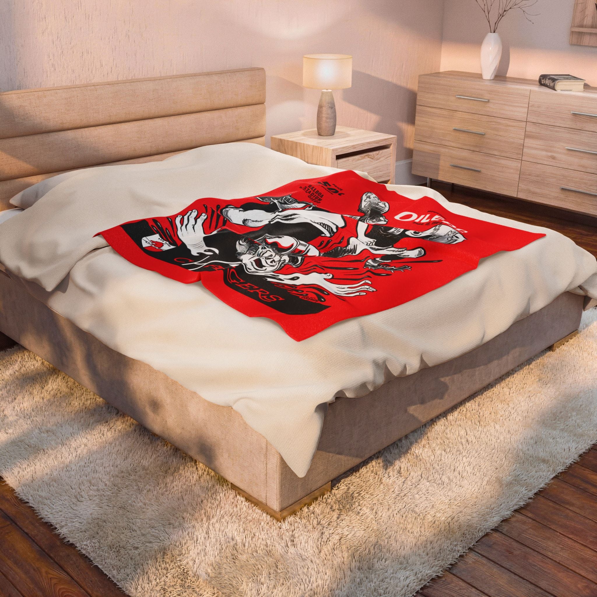 Velveteen Throw Blanket, 1964 Football San Diego Chargers Houston Oilers Theme - Plush Bedspread, Sports Fan Home Decor, Game Day Sofa Cover