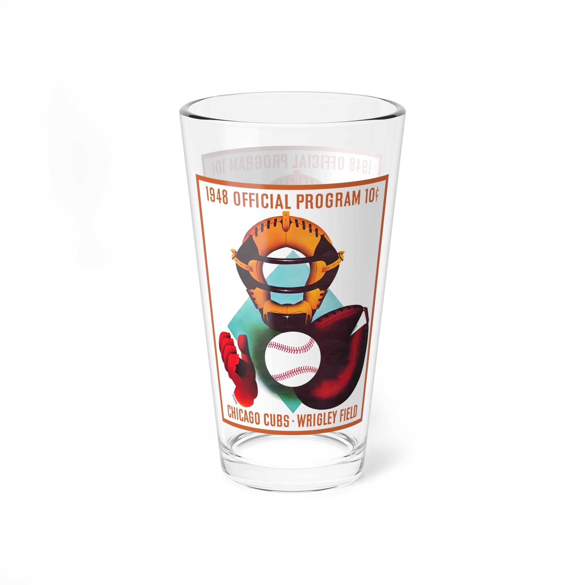 1948 Chicago Baseball Mixing Glass | 16oz Vintage Baseball Bar Glass