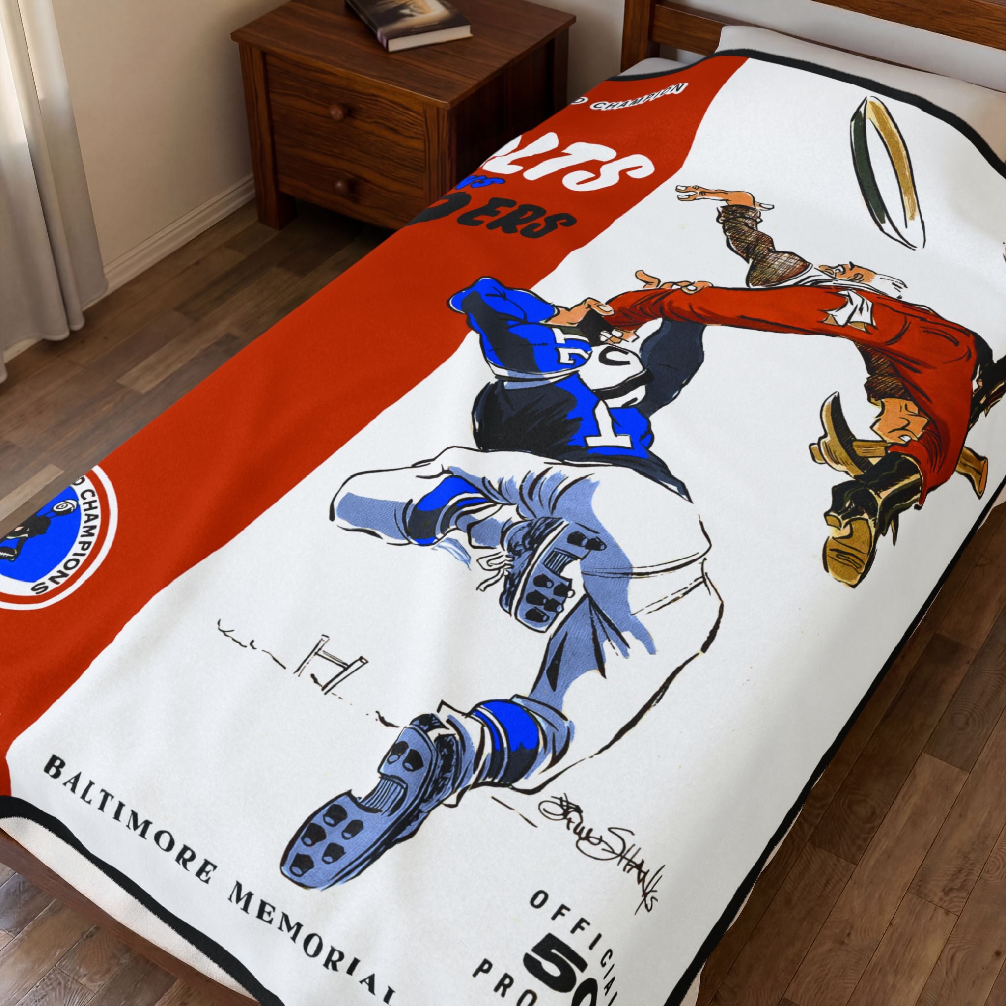 Football Fan Throw Blanket, Super Soft 1959 49ers vs Colts Game Day Stadium Design, Football Sports Gift, Home Bedding
