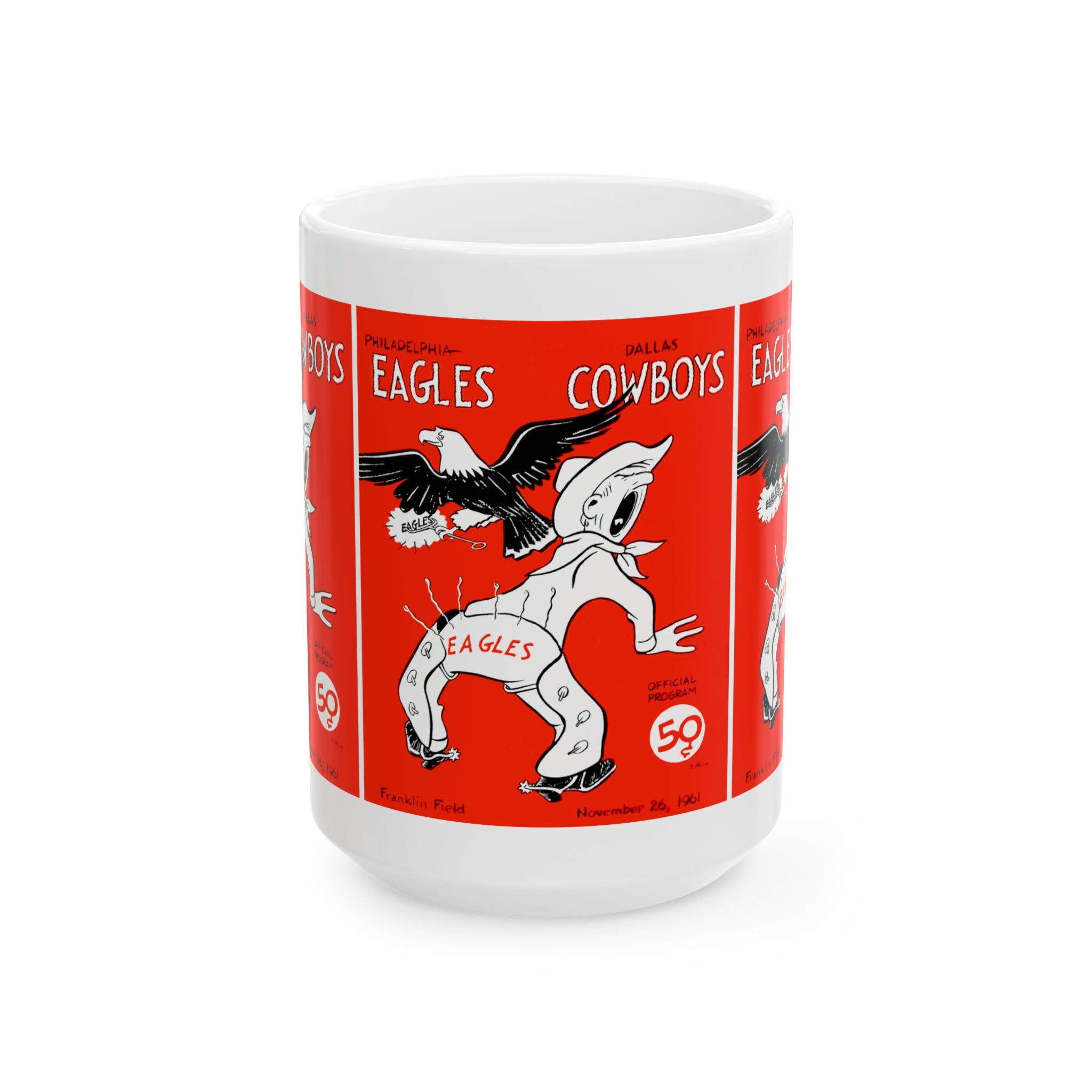 1961 Vintage Dallas Cowboys - Philadelphia Eagles Football Program Cover - Ceramic Mug, 11oz