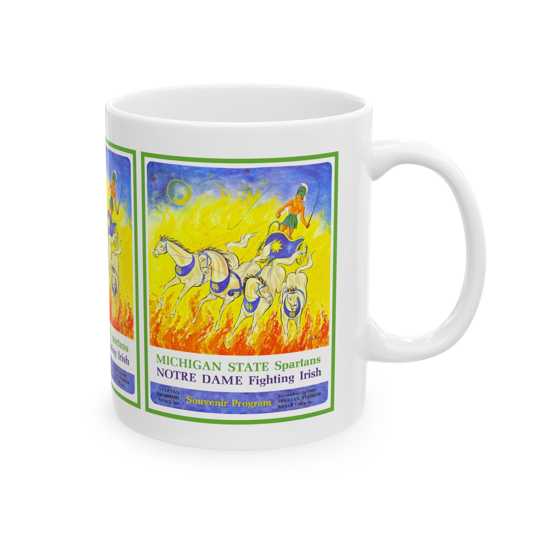 1966 Vintage Notre Dame Fighting Irish - Michigan State Spartans Football Program Cover- Ceramic Mug, 11oz
