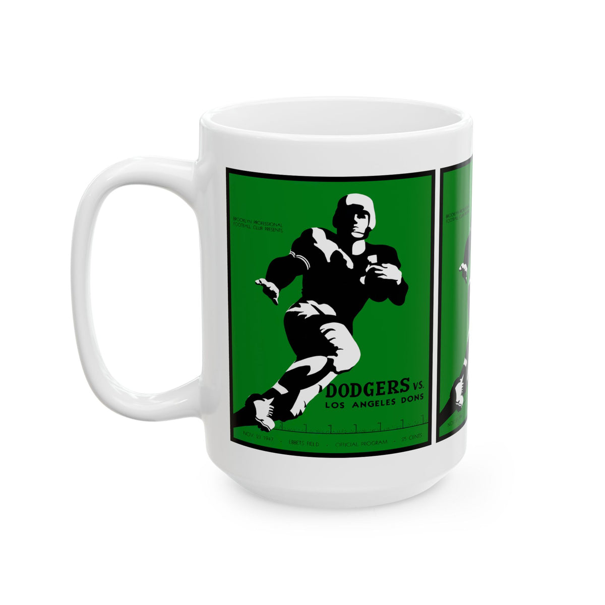 1947 Football Los Angeles Dons- Brooklyn Dodgers Program Cover Ceramic Mug — Vintage Football Design (11oz, 15oz)