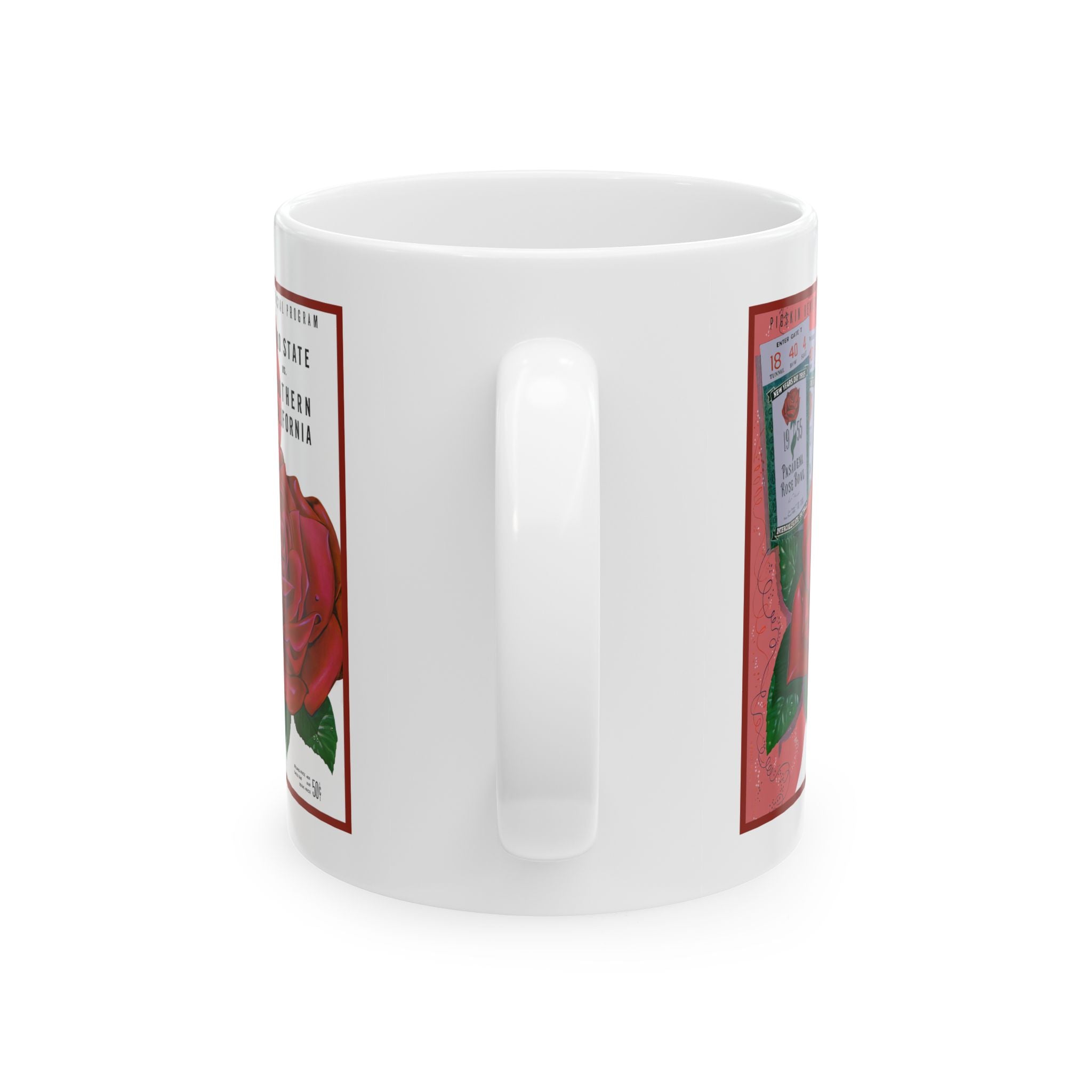 Vintage 1955 Rose Bowl Football Program USC - Ohio State Ceramic Mug, Sports Fan Gift, Coffee Cup, Tea Mug, Unique College Football