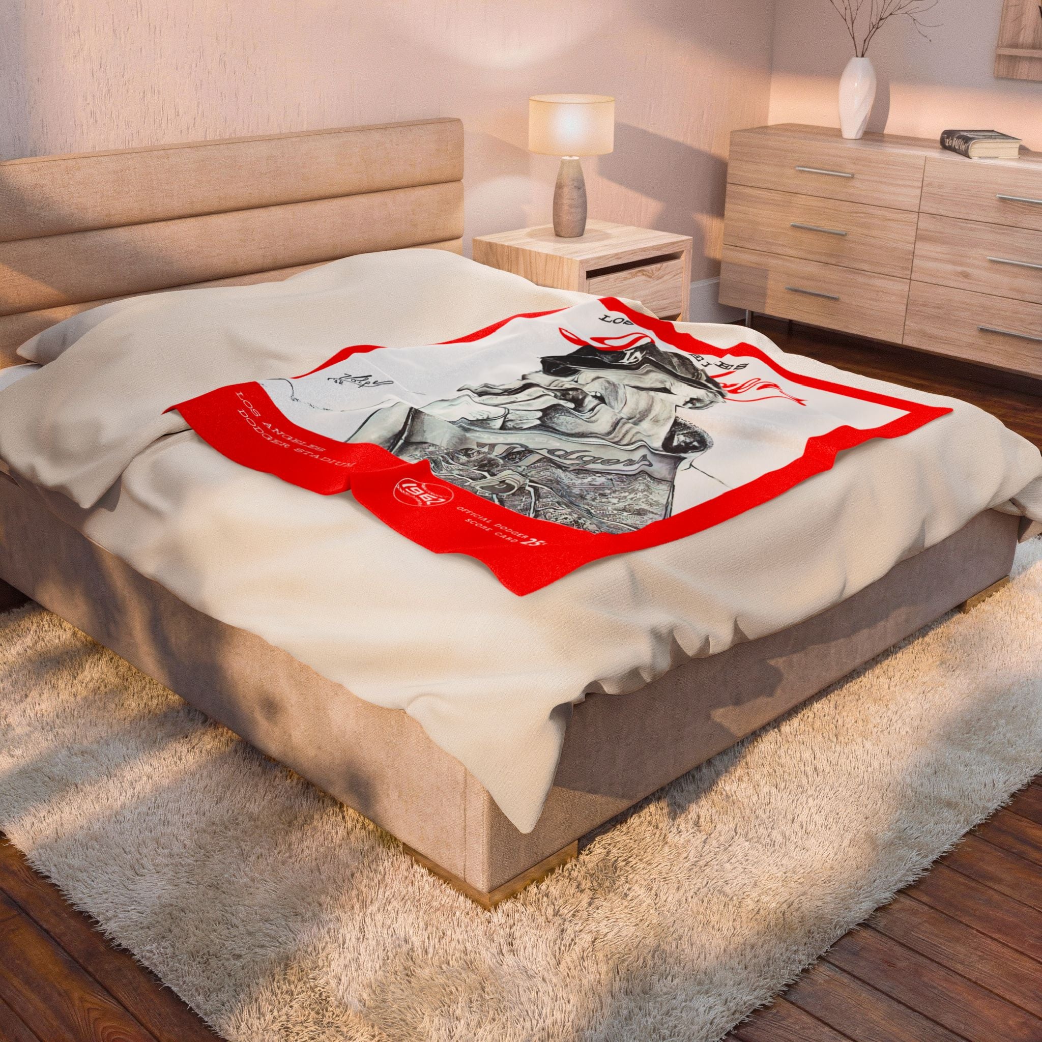 Velveteen Plush Blanket - 1962 Dodgers Baseball Hot Dog, Vintage Sports Throw, Cozy Stadium Blanket, Baseball Fan Gift, Home Decor Accent