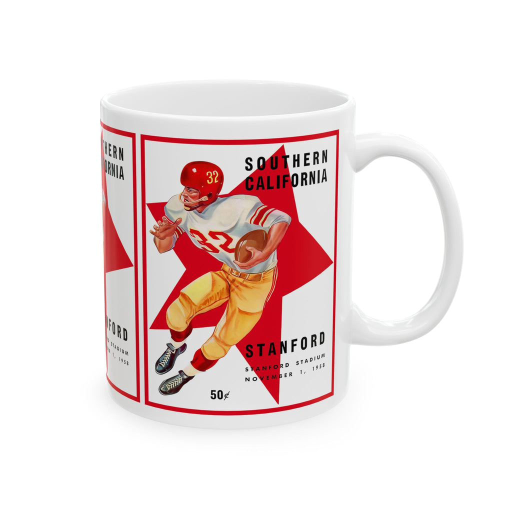 Football Ceramic Mug, 1958 Southern California Stanford, Sports Fan Gift, Coffee Cup, Tea Mug, Football Team
